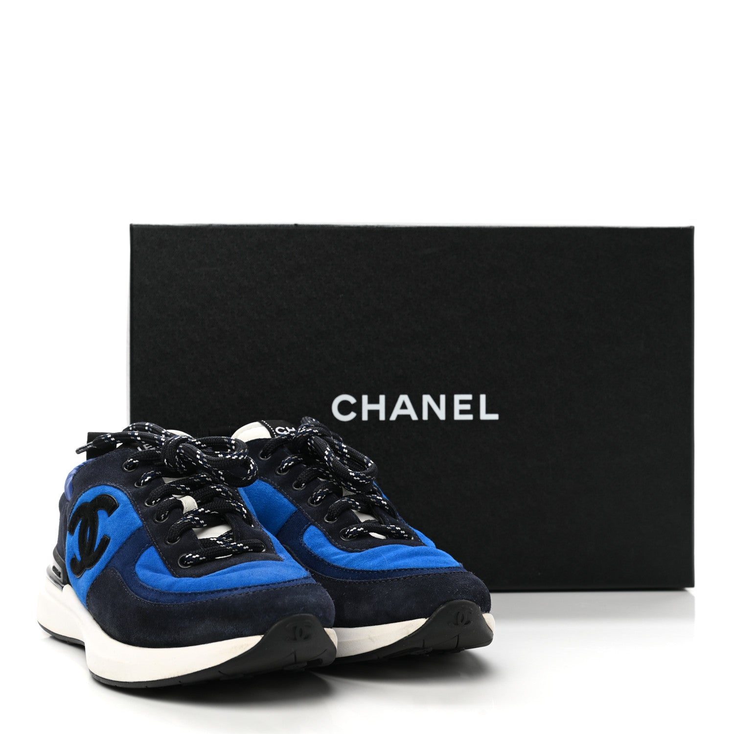 Chanel Suede Calfskin CC Sneakers 37 Blue Navy Dark Navy 8 of 8