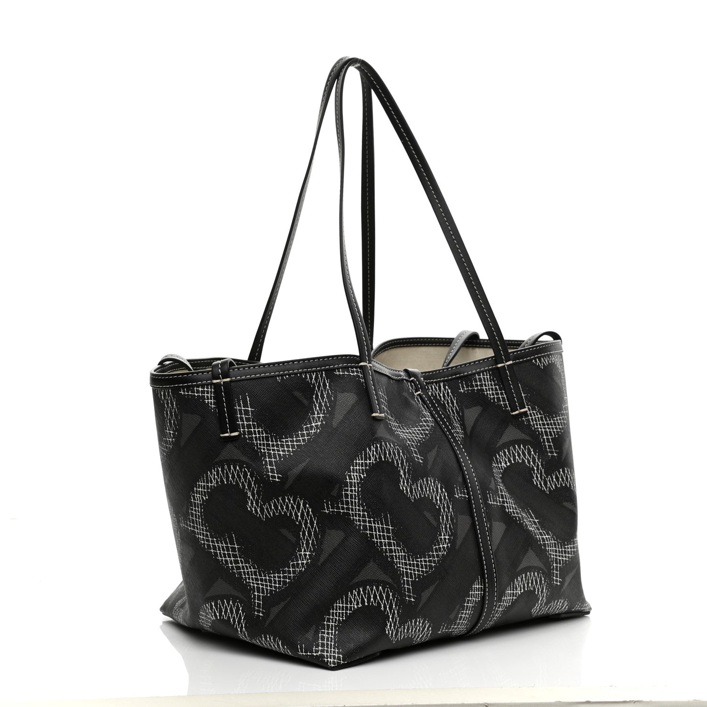 E Canvas Calfskin Summer Tote Graphite