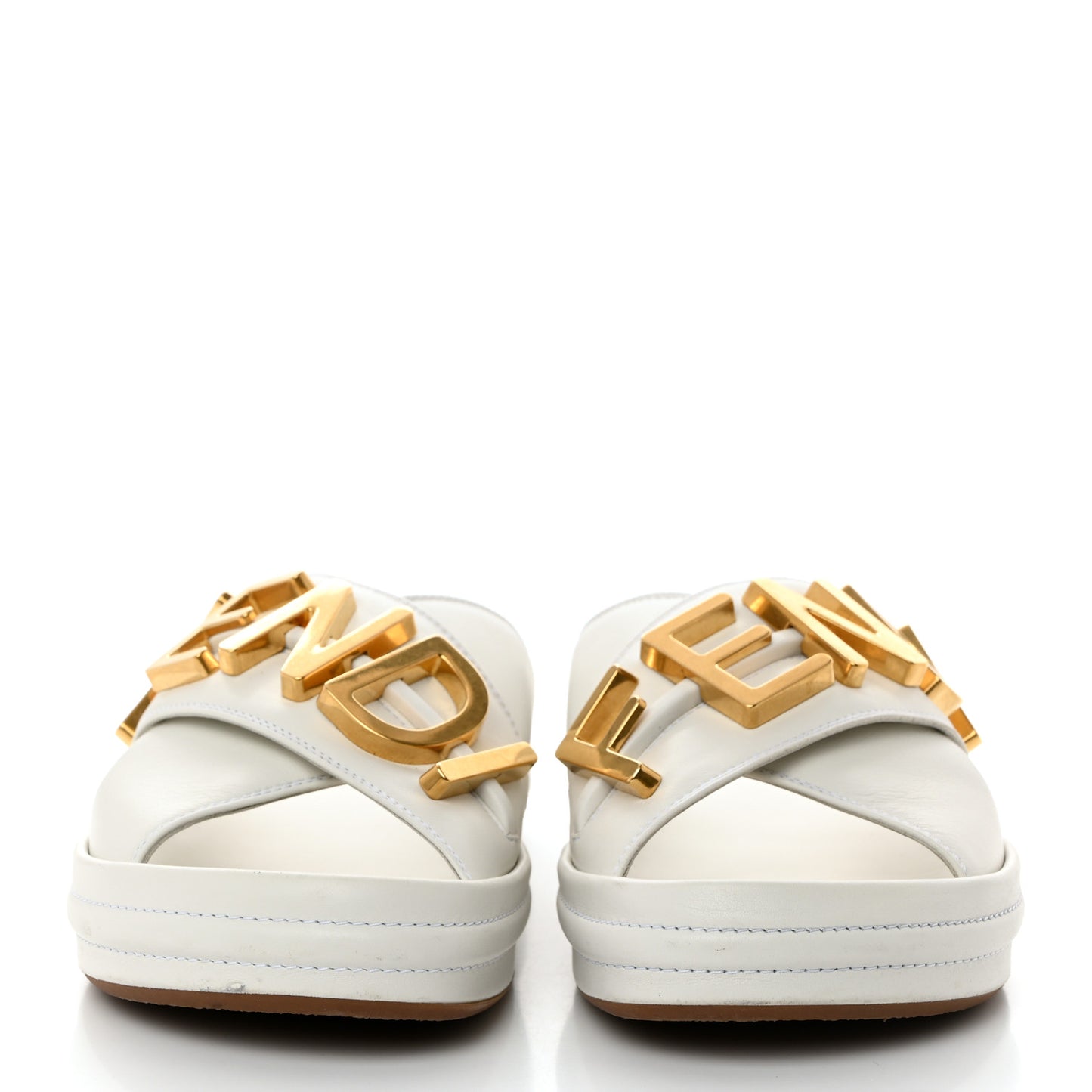 Vitello Womens Fendigraphy Slide Sandals 36.5 White Ice