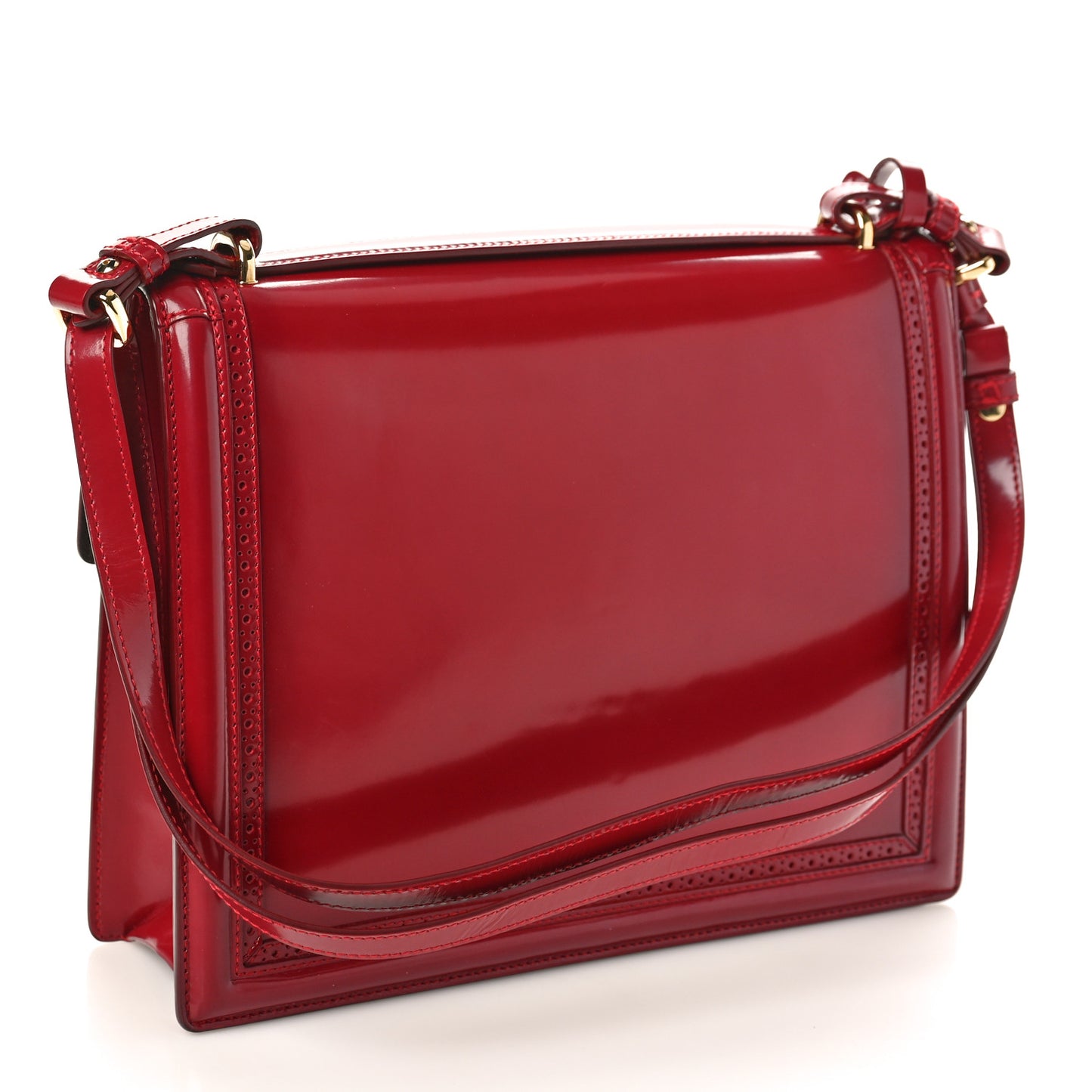 Patent Marisol Top Handle Shoulder Bag Rosso