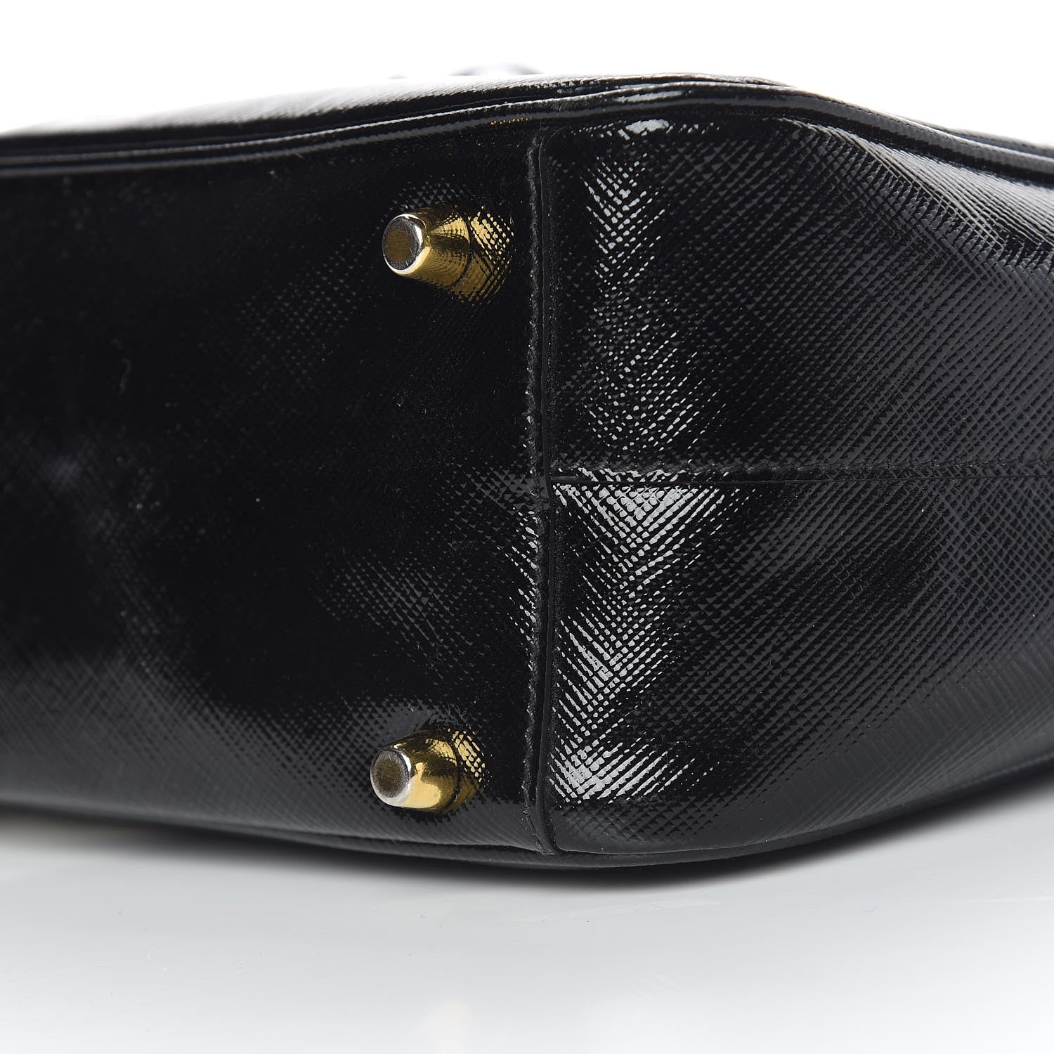 Prada Saffiano Vernice Floral Bauletto Bag Black 11 of 12
