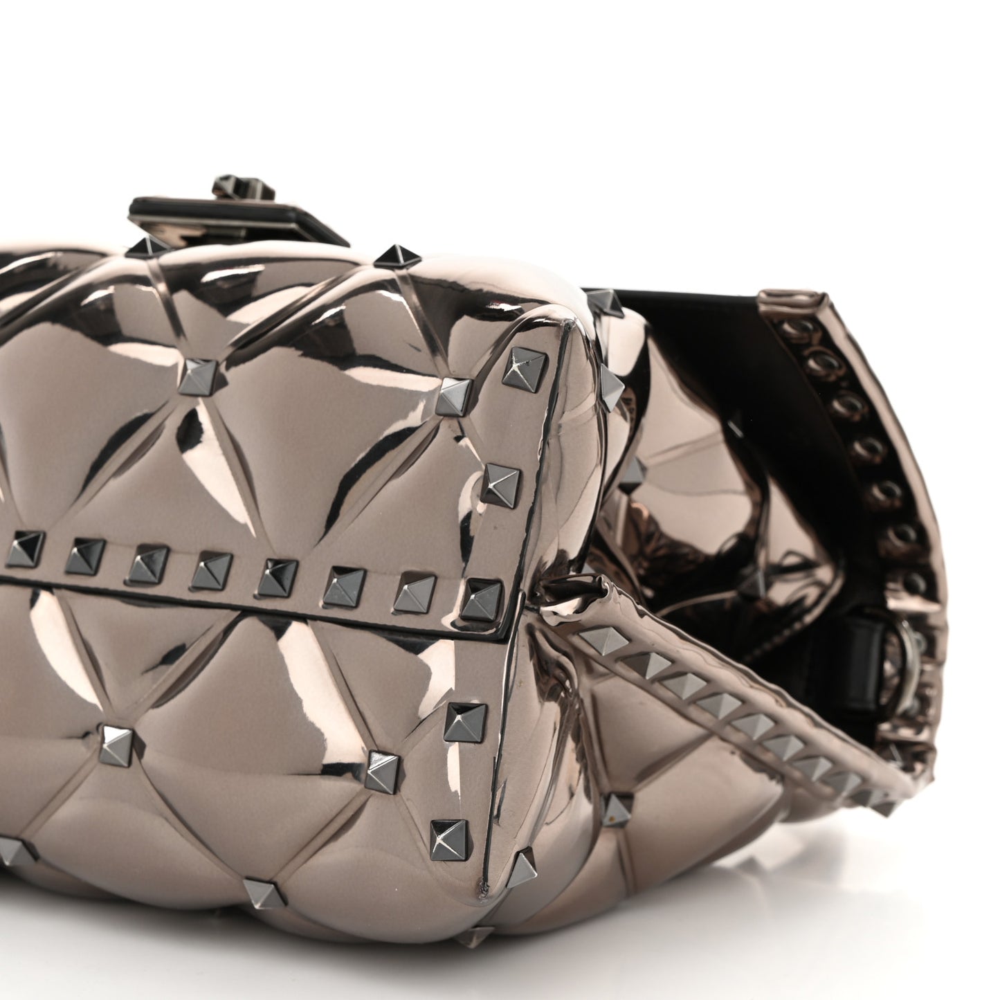 Metallic PVC Candystud Top Handle Bag Rutenio