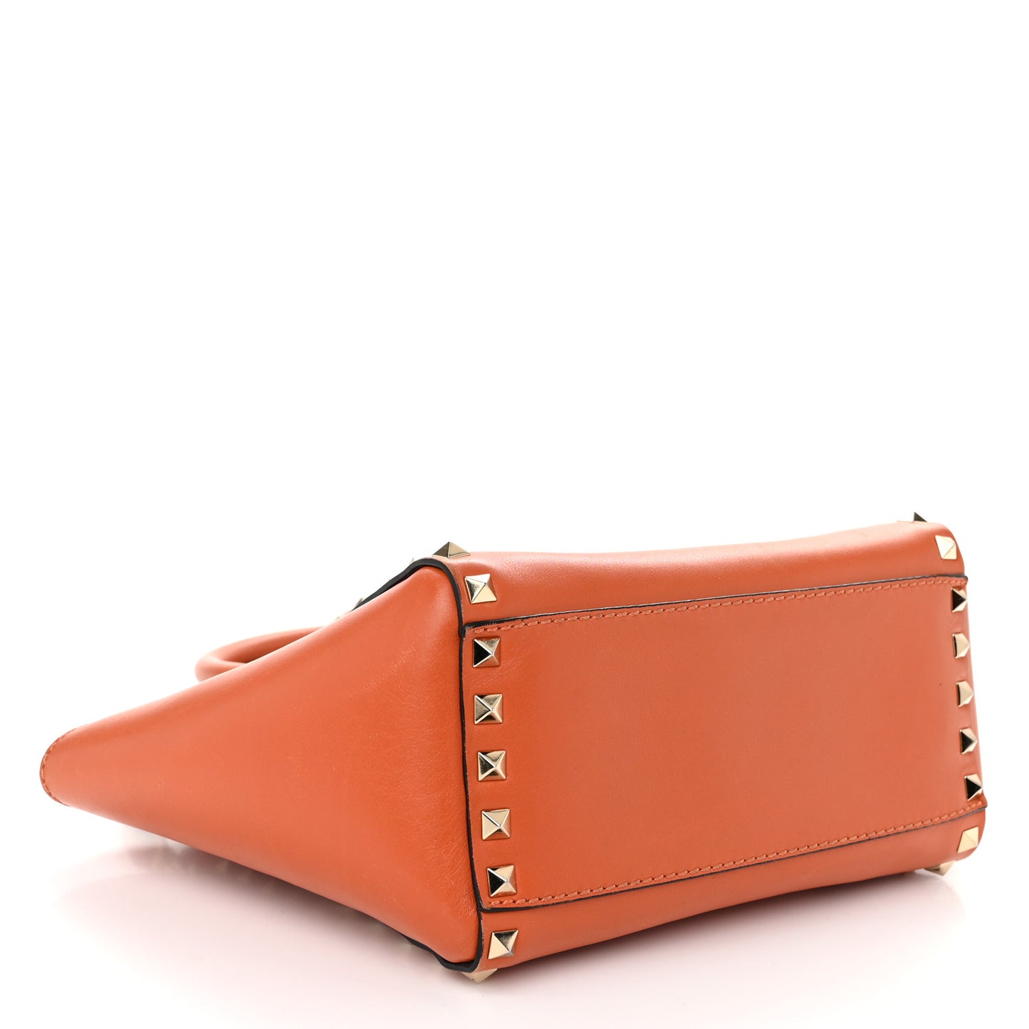 Vitello MIni Rockstud Double Handle Tote Orange