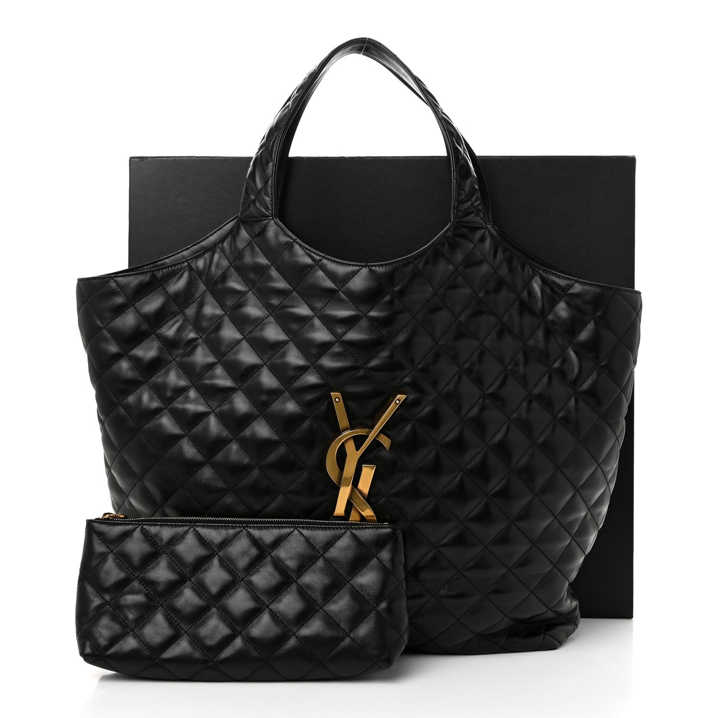 Lambskin Quilted Maxi Icare Shopping Tote Black