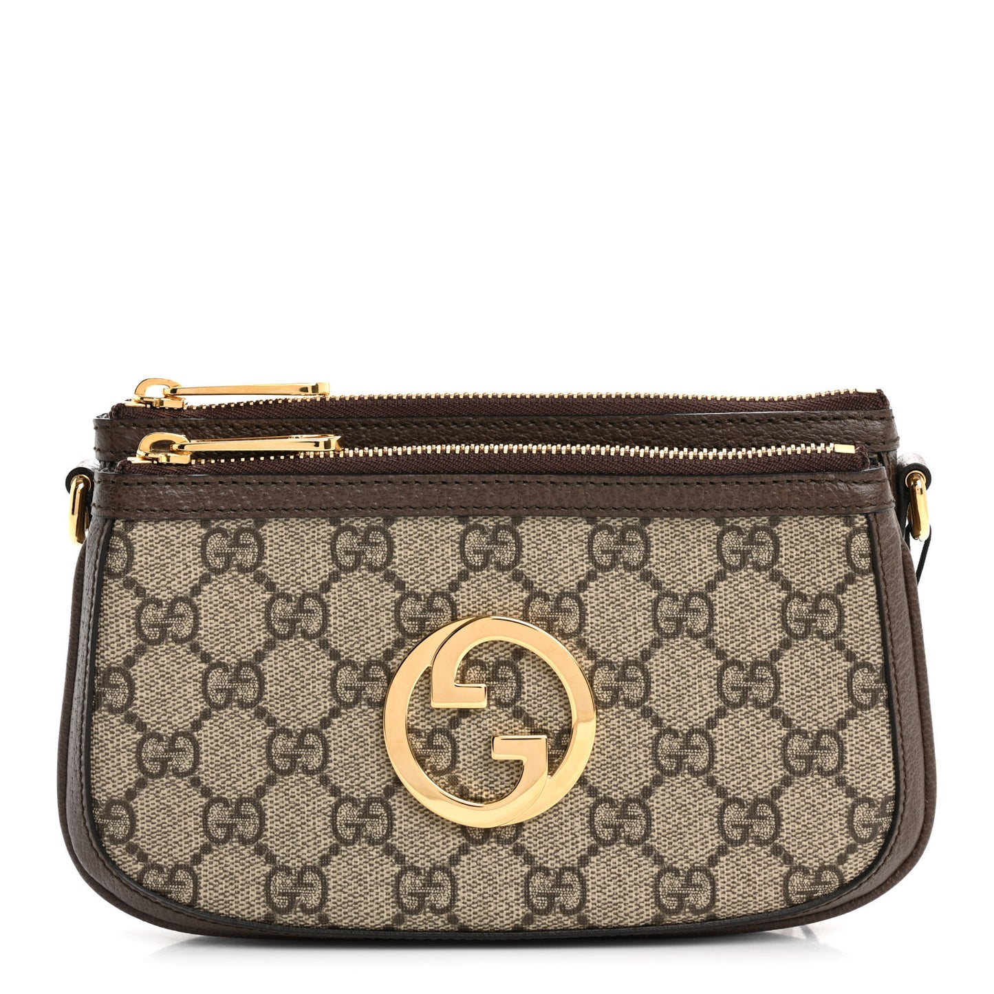GG Supreme Monogram Textured Dollar Calfskin Web Mini Blondie Crossbody Bag Beige Ebony New Acero