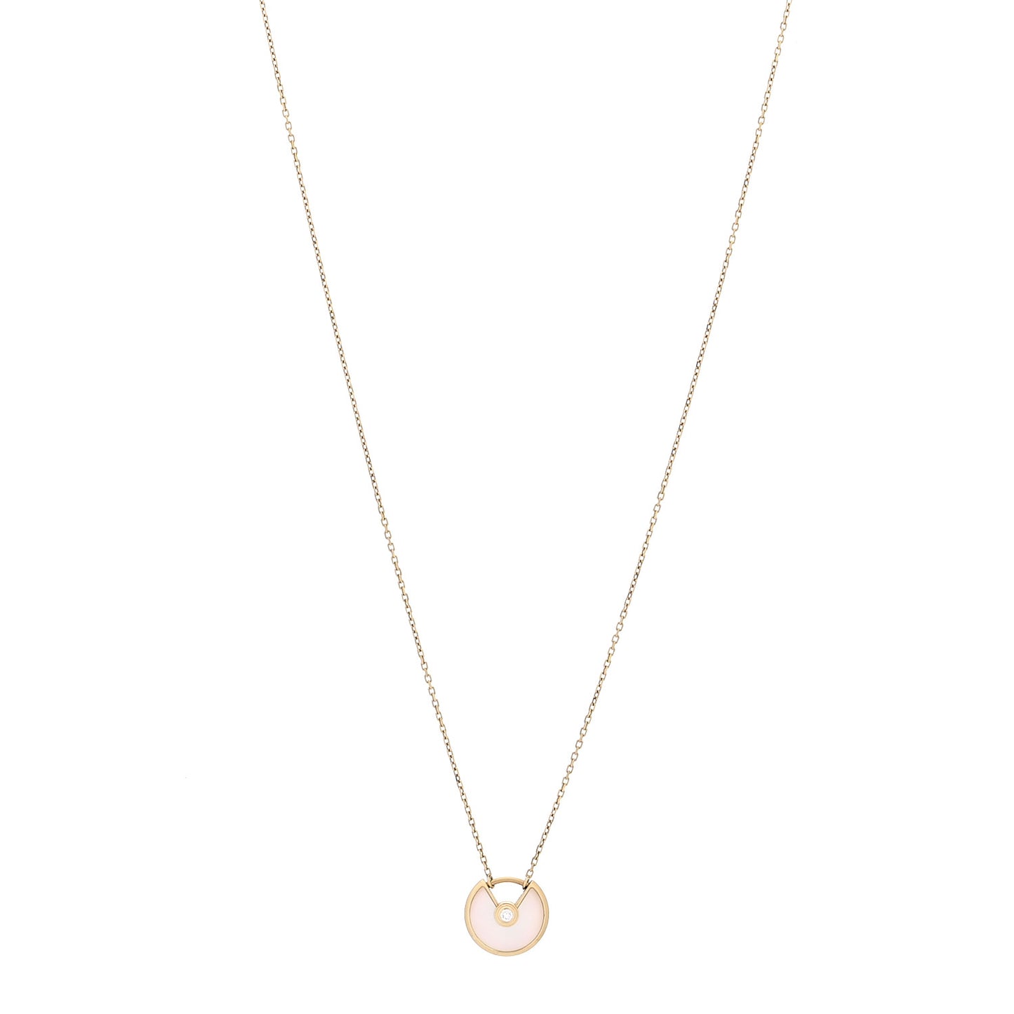 18K Yellow Gold Diamond Mother of Pearl XS Amulette de Cartier Pendant Necklace