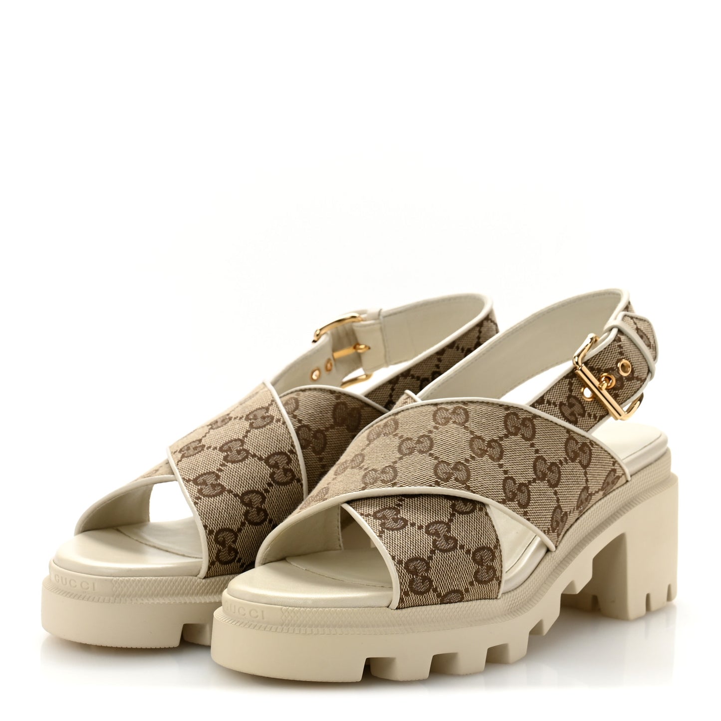 Monogram Granada Kid Trip 40/72mm Lug Sole Sandals 39.5 Beige Ebony Mystic White