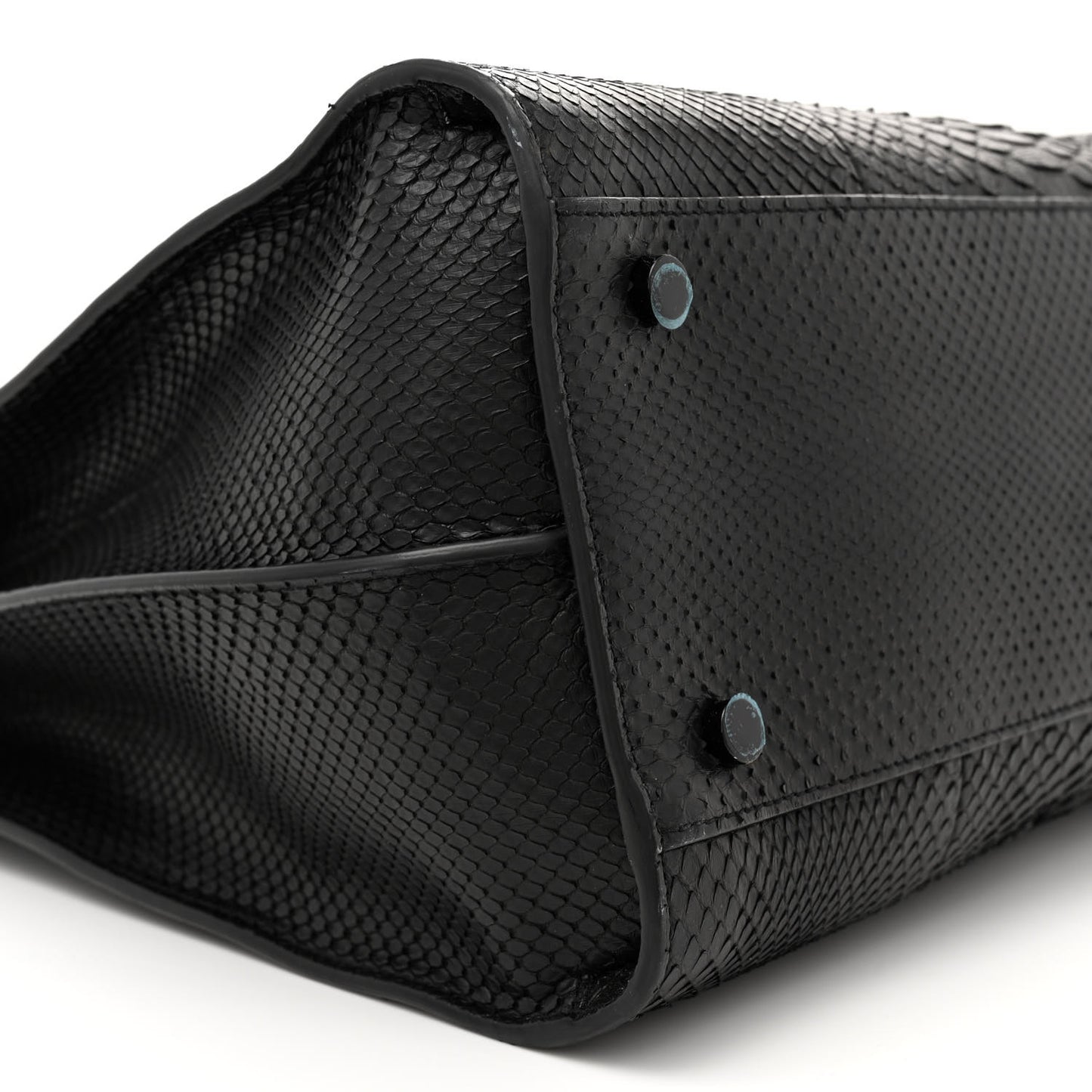 Snakeskin Souple North South Tote Black