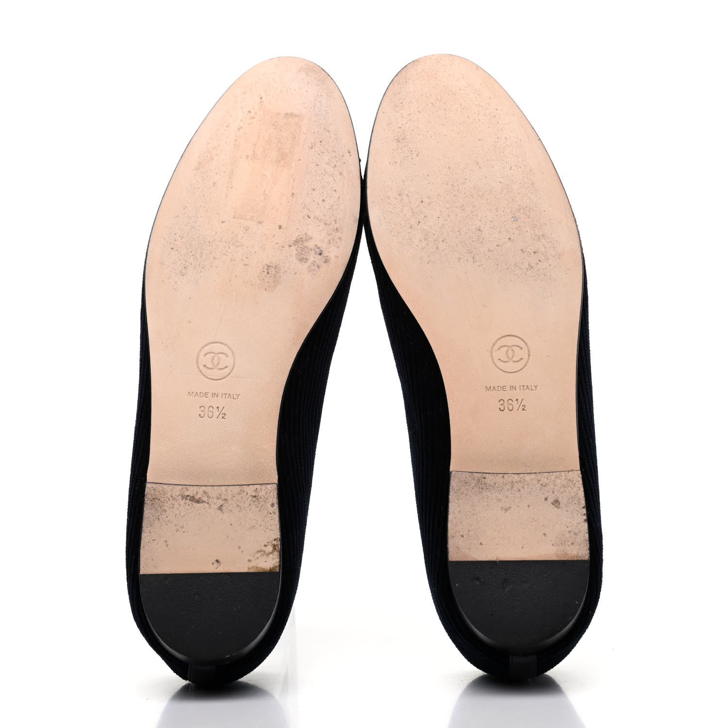 Chanel Corduroy Patent Cap Toe CC Ballerina Flats 36.5 Navy Black 5 of 9