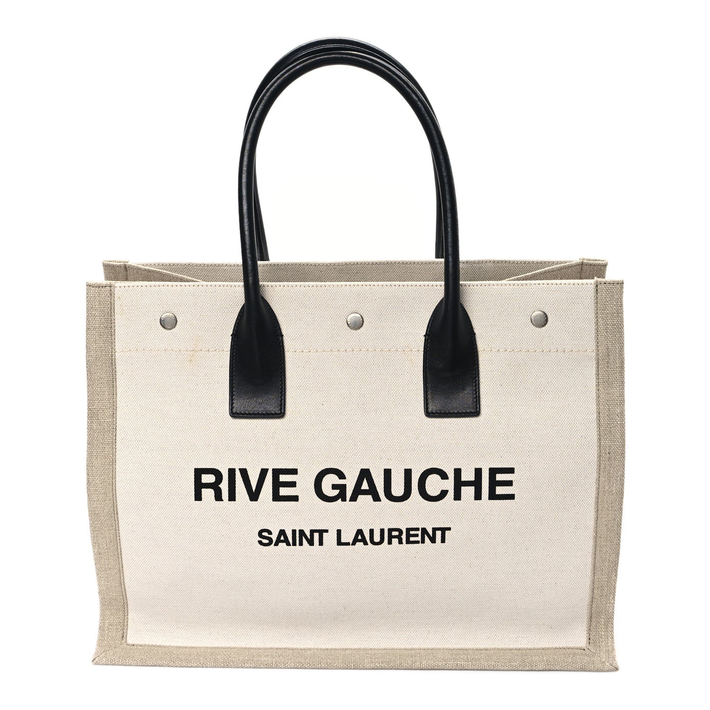 Linen Calfskin Small Rive Gauche Tote Greggio Natural