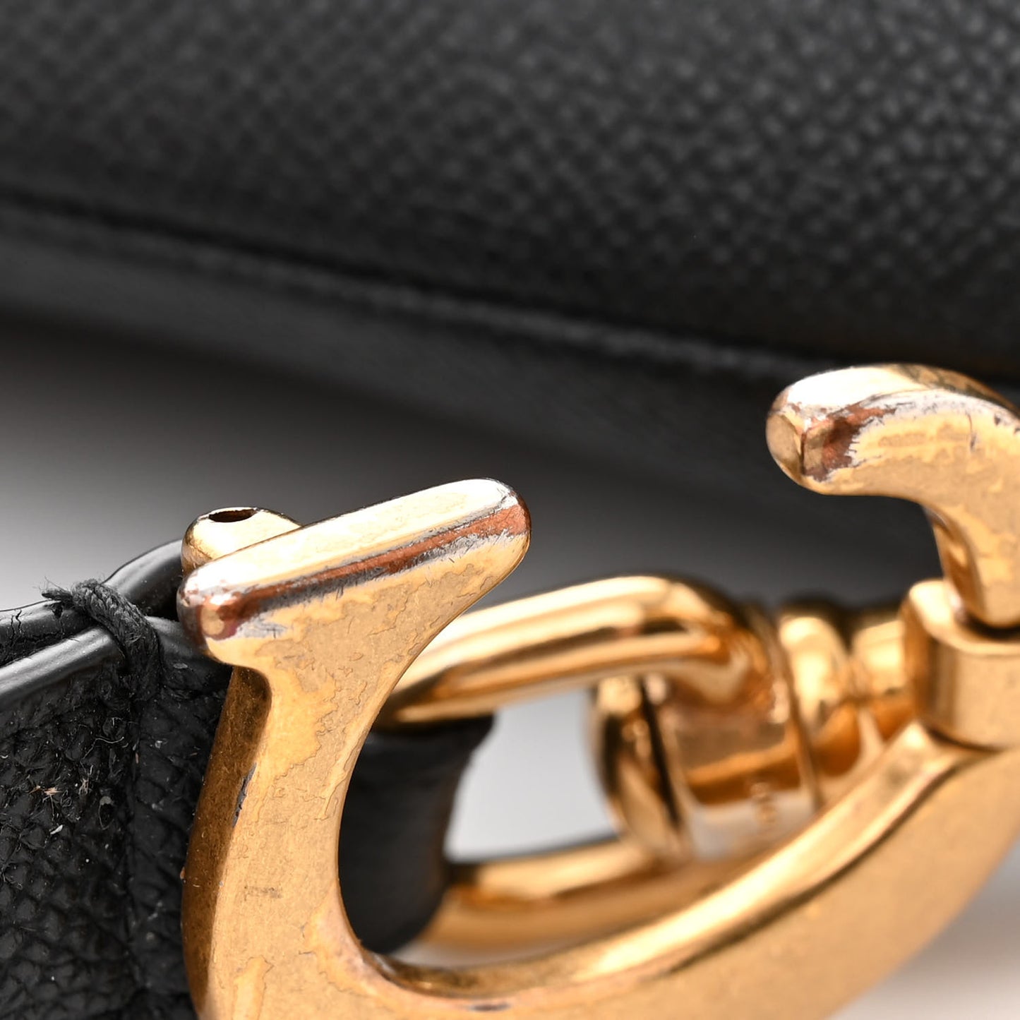 CHRISTIAN DIOR Grained Calfskin Saddle Bag With Strap Black