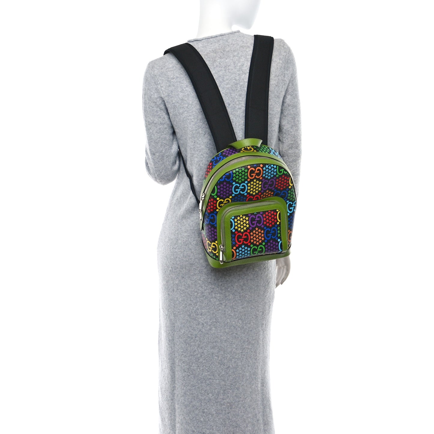 GG Supreme Monogram Psychedelic Small Day Backpack Green Multicolor