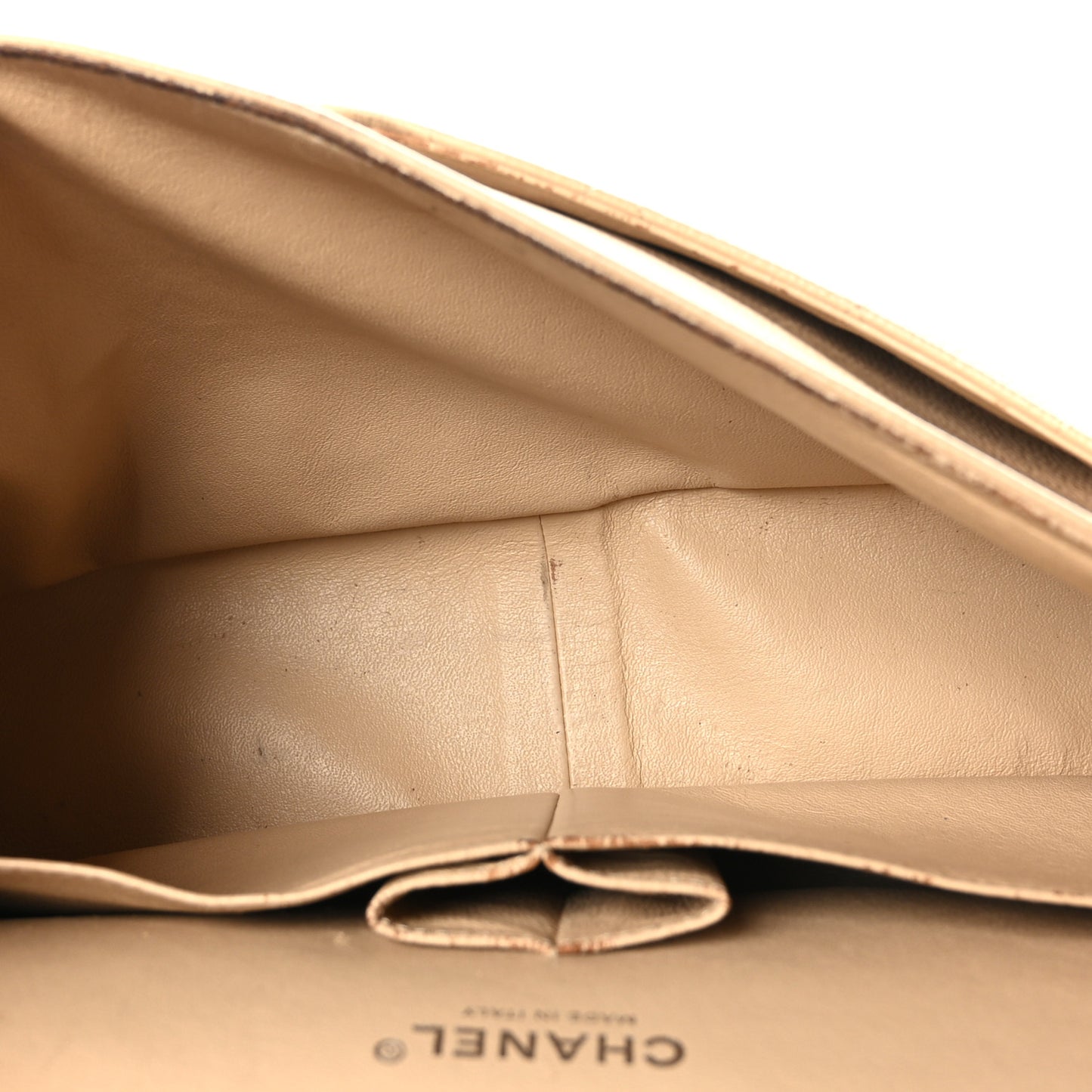 Caviar Quilted Jumbo Double Flap Beige