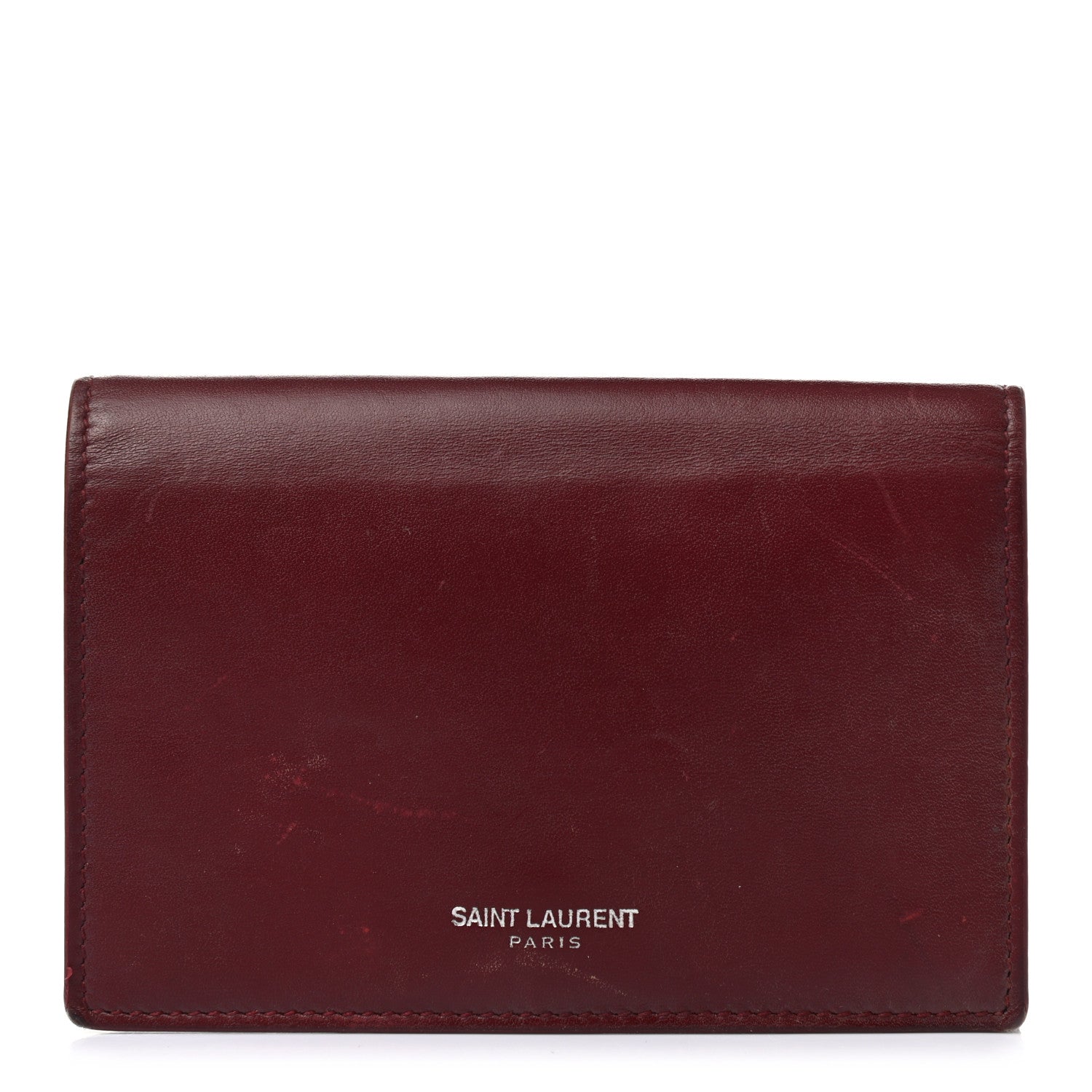 Saint Laurent Calfskin Fragments Flap Wallet Dark Red 1 of 8