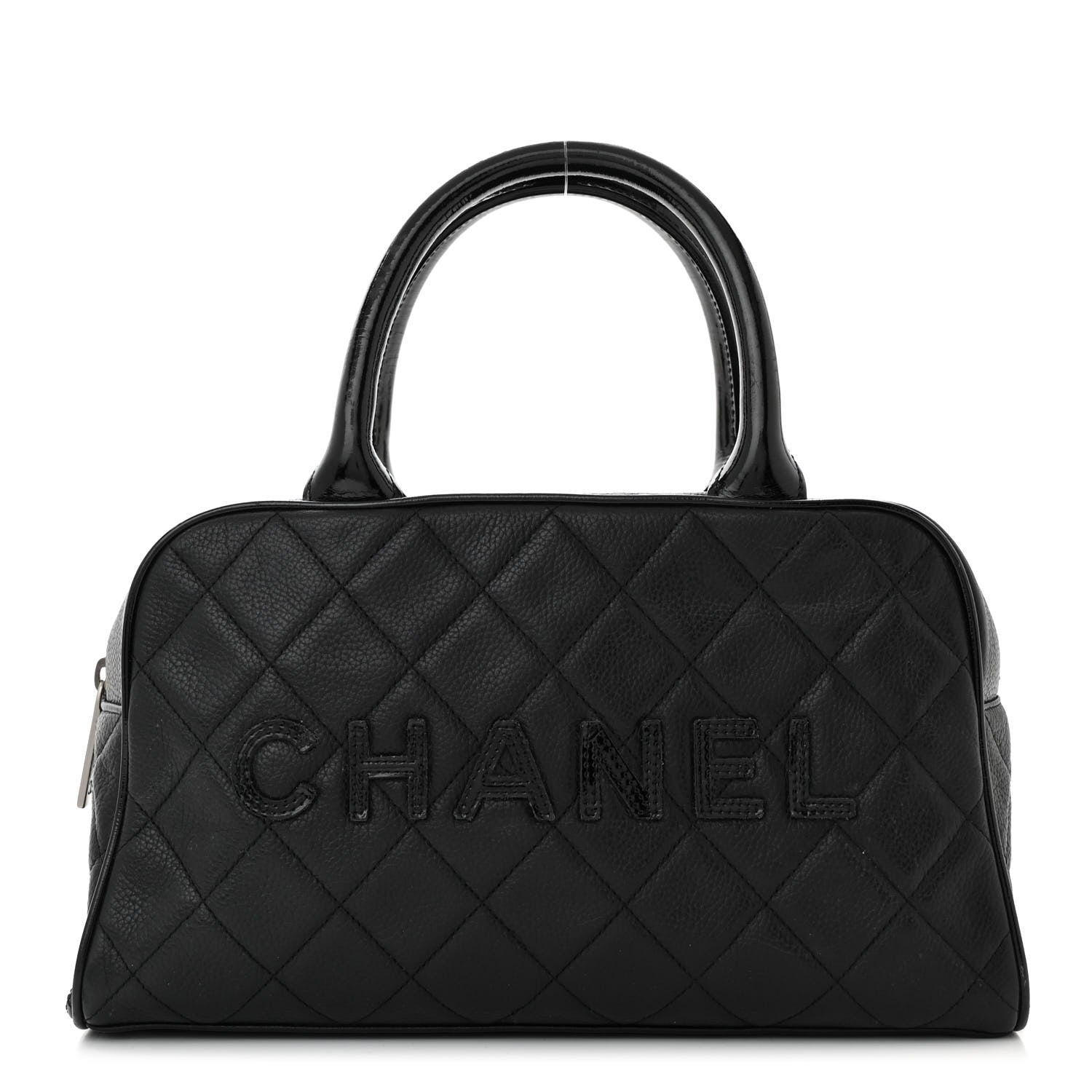 Chanel Caviar Patent Quilted Bowler Black 1 of 11