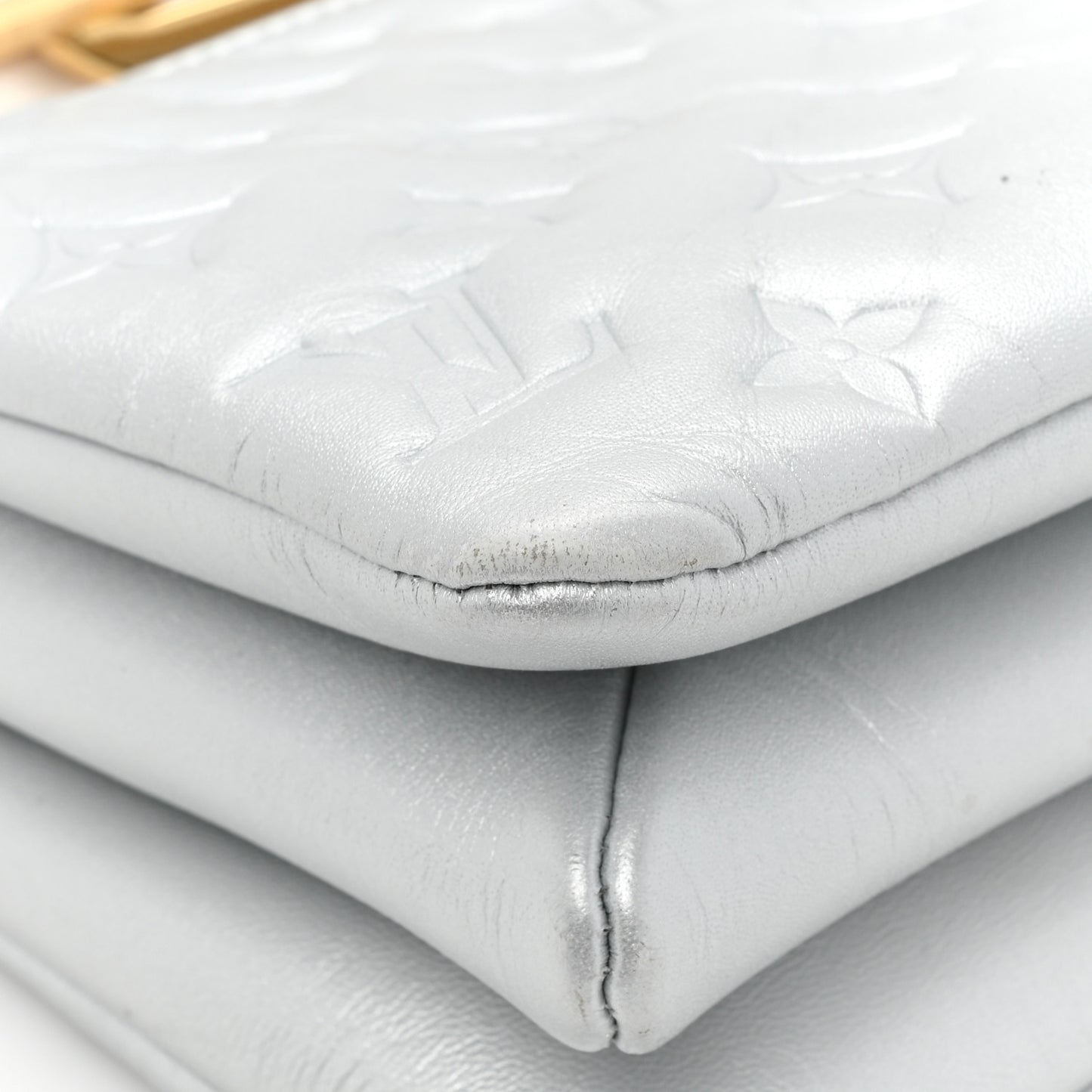Lambskin Embossed Monogram Coussin BB Silver