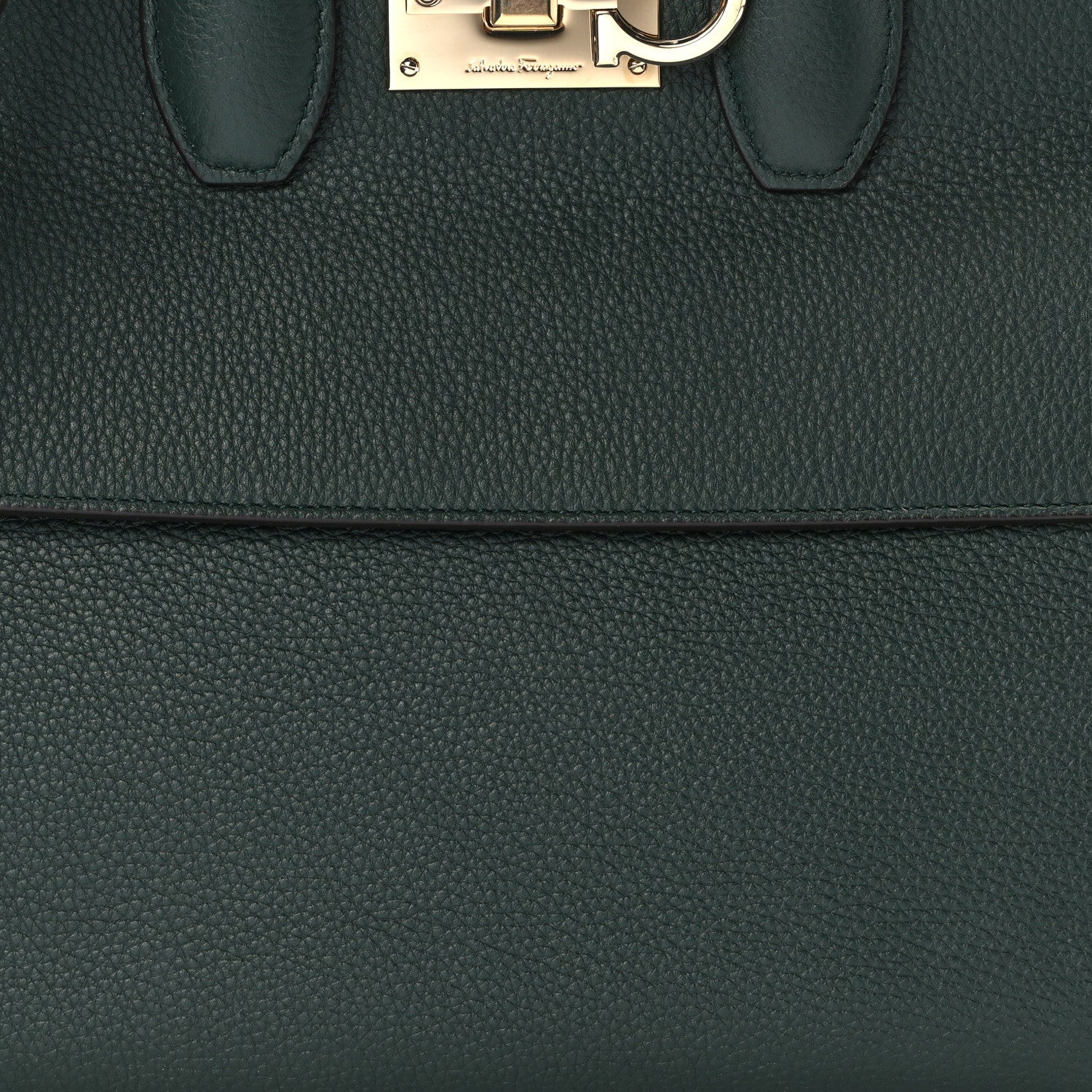 Salvatore Ferragamo Hammered Calfskin Medium Studio Top Handle Bag Dark Green 8 of 15