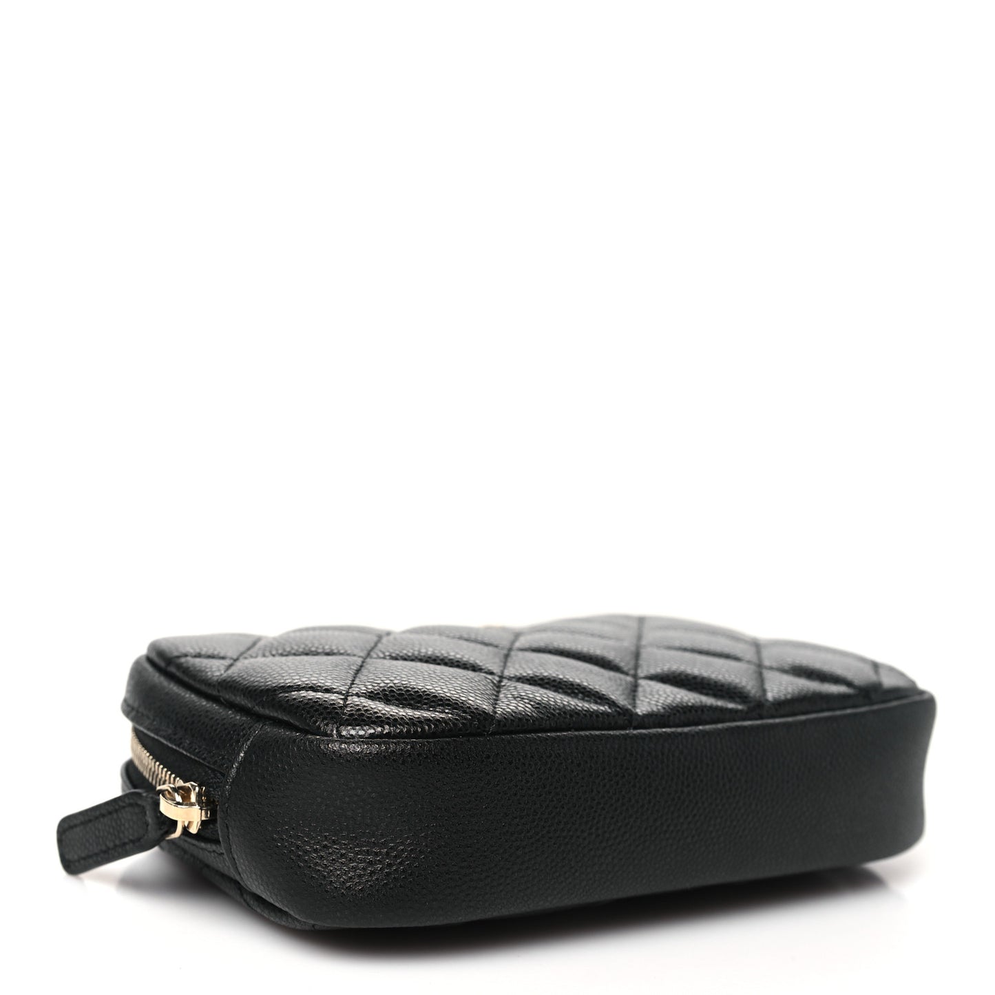 Caviar Quilted Small Curvy Pouch Cosmetic Case Black