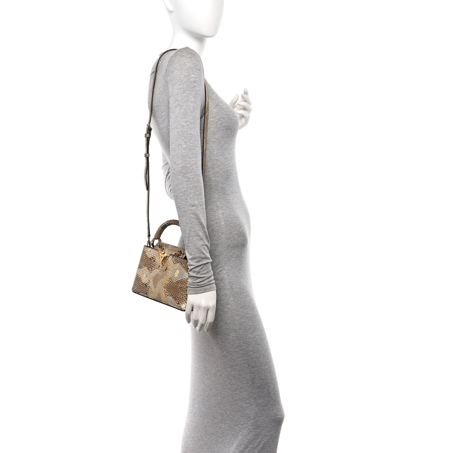 Louis Vuitton Metallic Python Capucines Mini Gold Silver 2 of 10