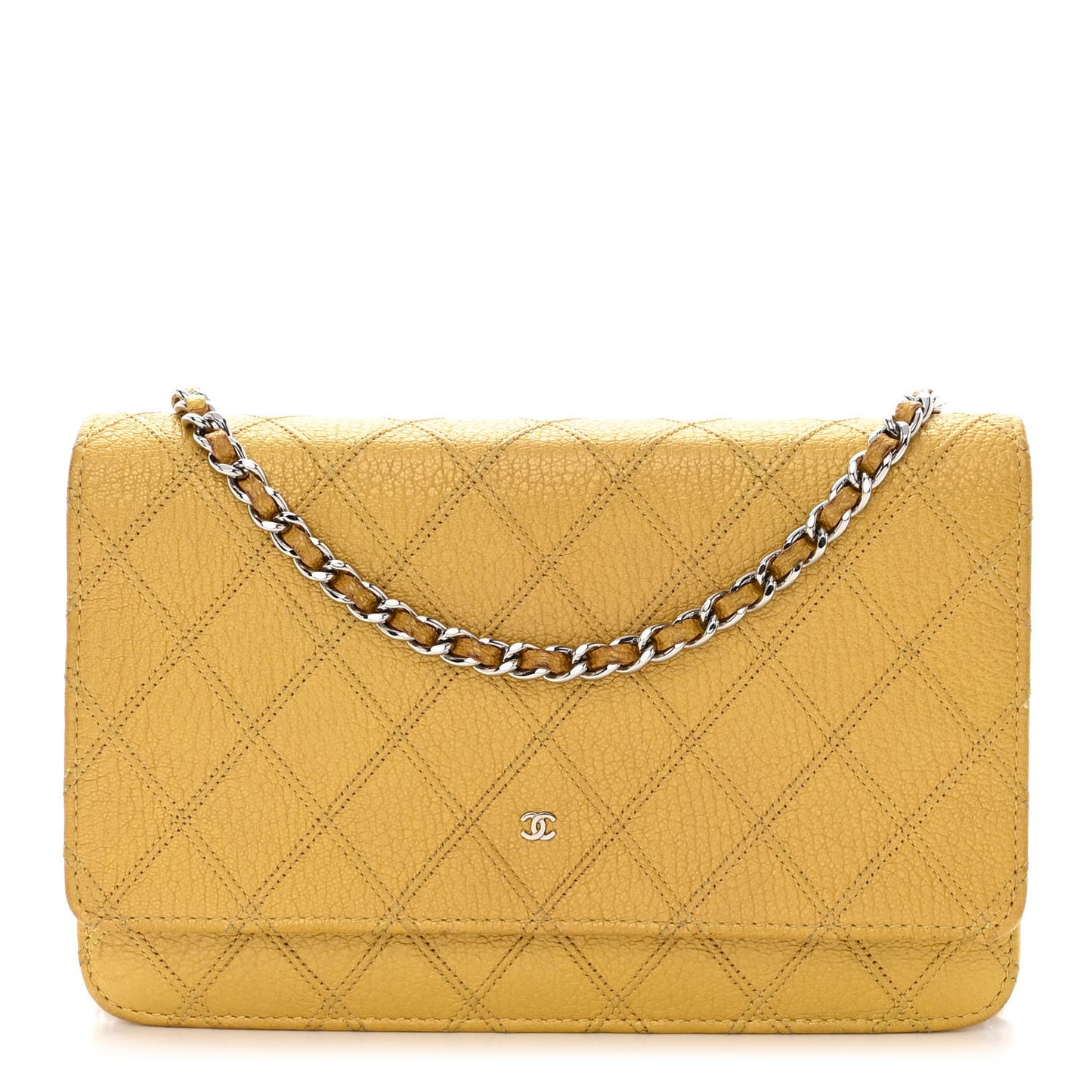 Caviar Quilted Wallet on Chain WOC Yellow