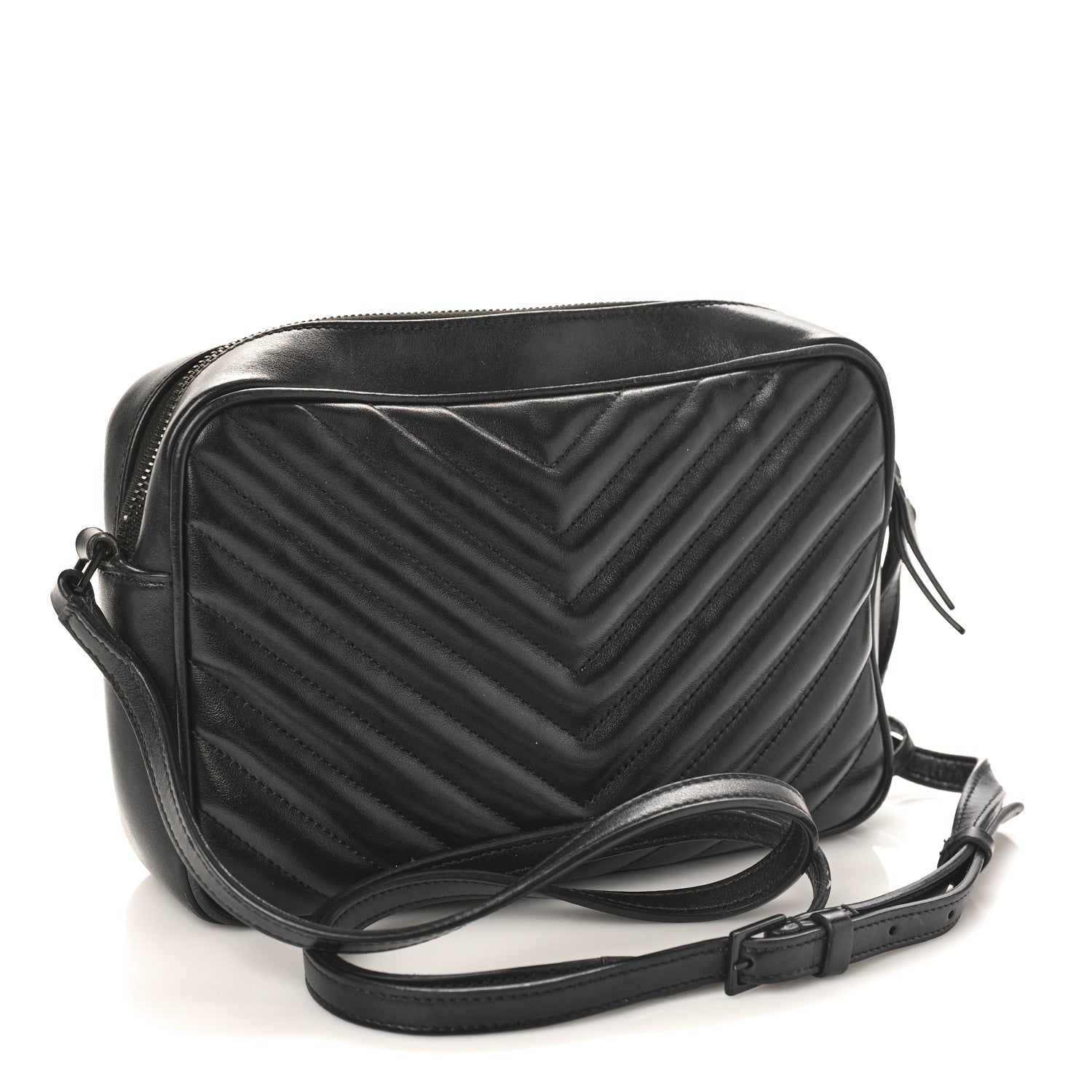 Saint Laurent Calfskin Matelasse Monogram Monochrome Lou Camera Bag Black 2 of 11