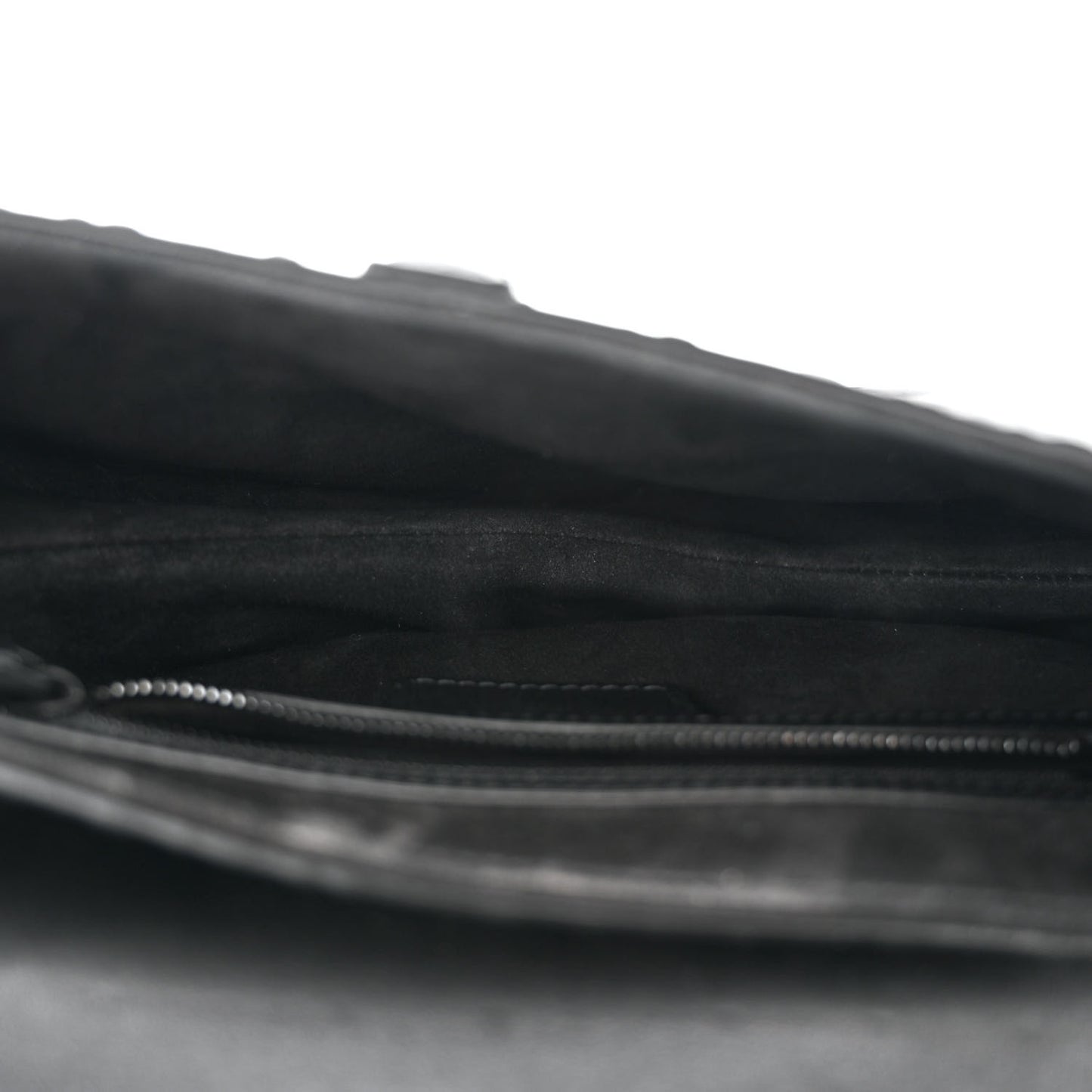 Calfskin Embossed Oblique Saddle Bag Black