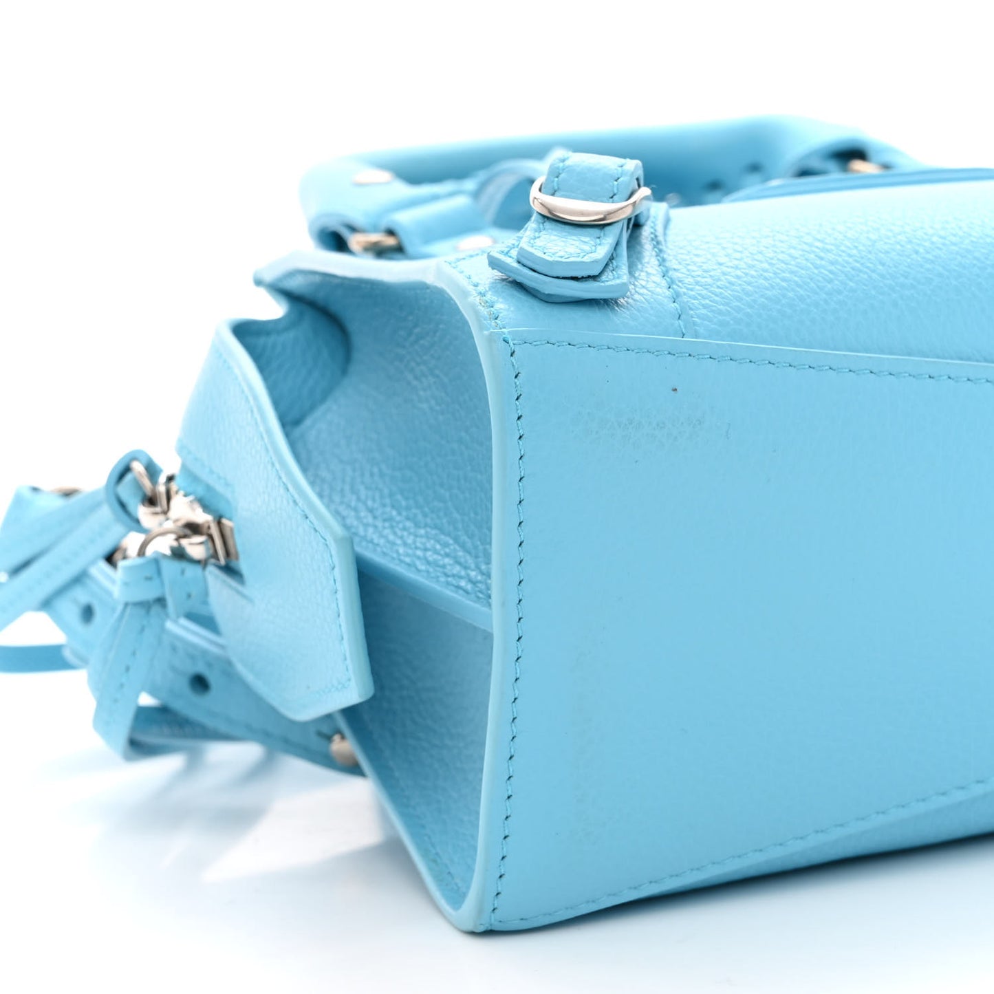 Grained Calfskin Neo Classic Silver Hardware Mini City Azur