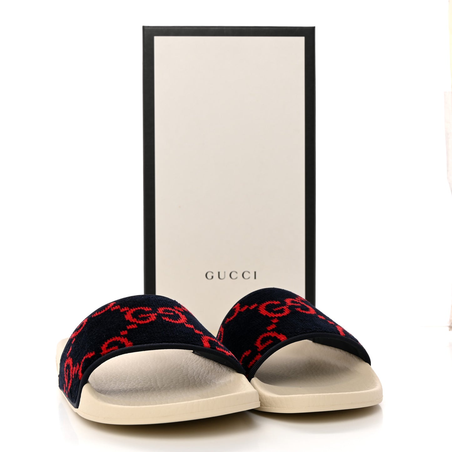 Terry Cloth GG Monogram Slide Sandals 40 Blue Red