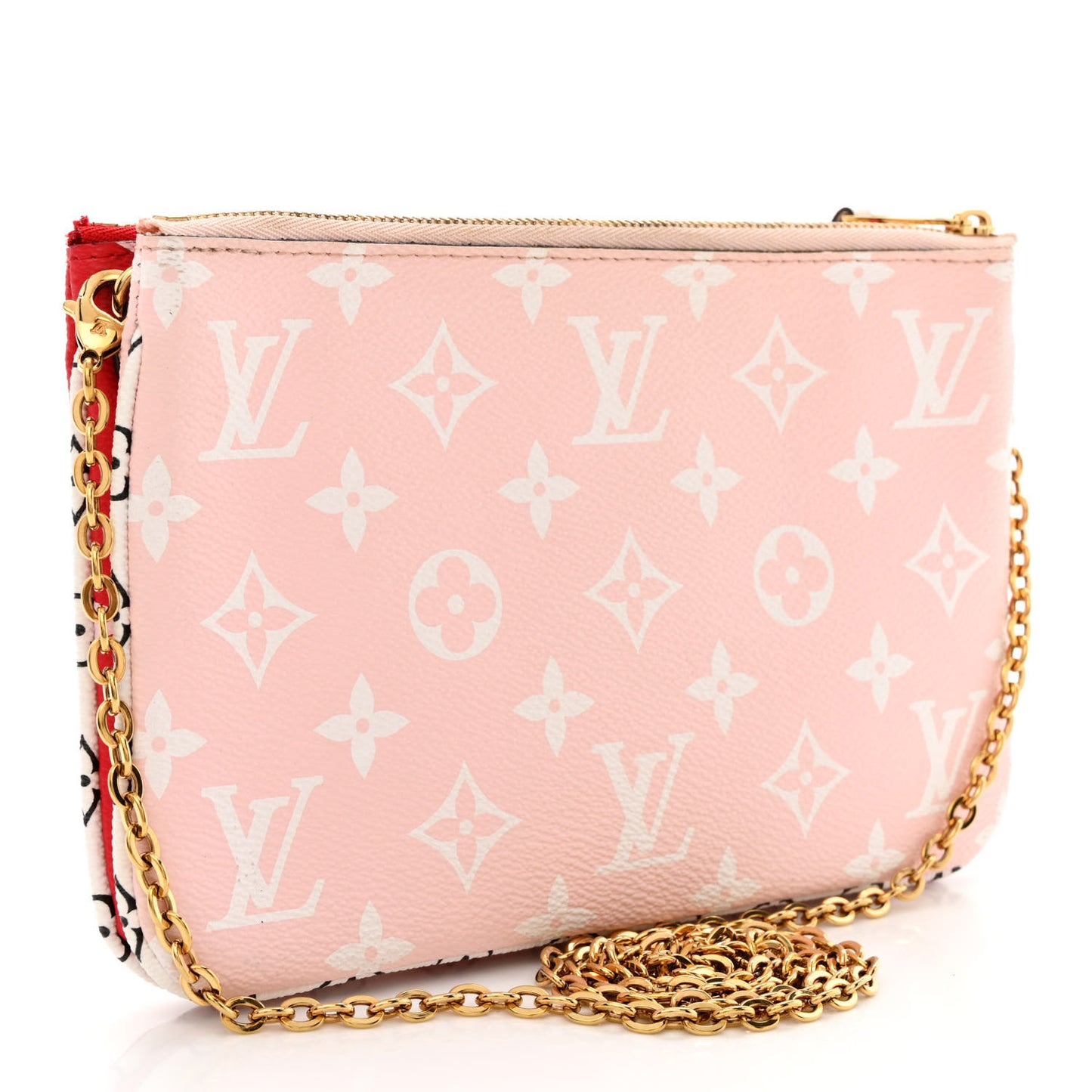 Monogram Giant Double Zip Pochette Rouge