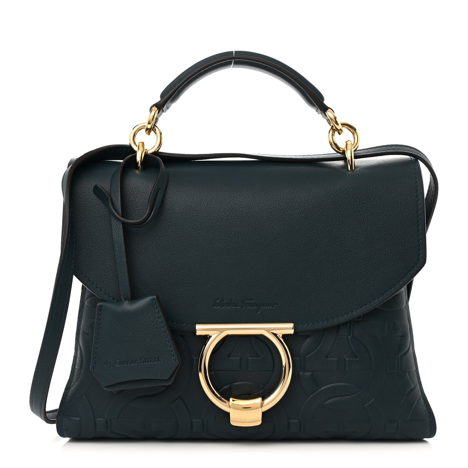Salvatore Ferragamo Calfskin Embossed Small Margot Top Handle