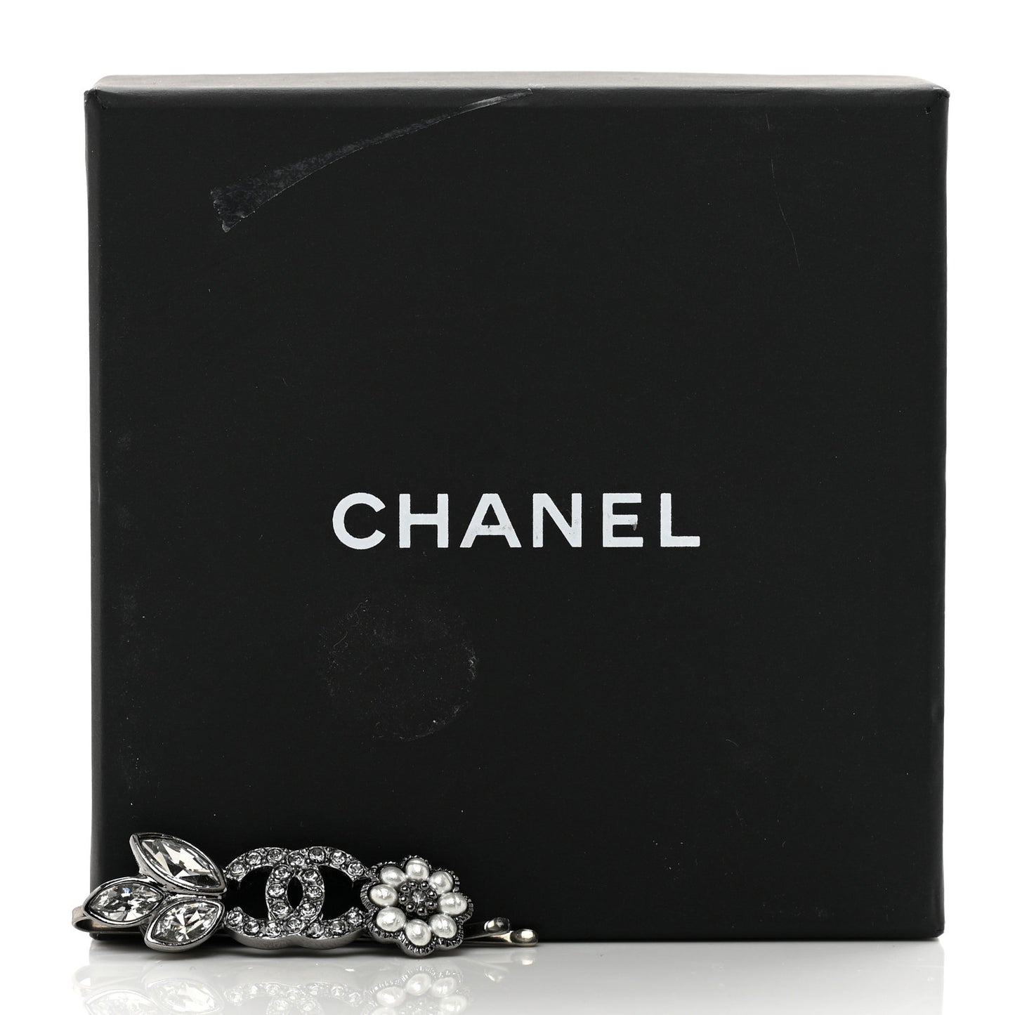 Crystal Pearl CC Flower Hair Clip Barrette Silver