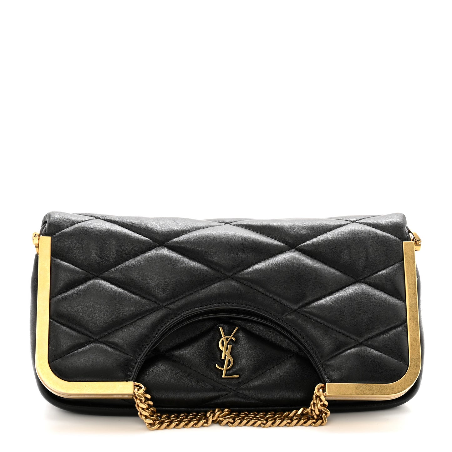 Lambskin Quilted Cerniera Shoulder Bag Black