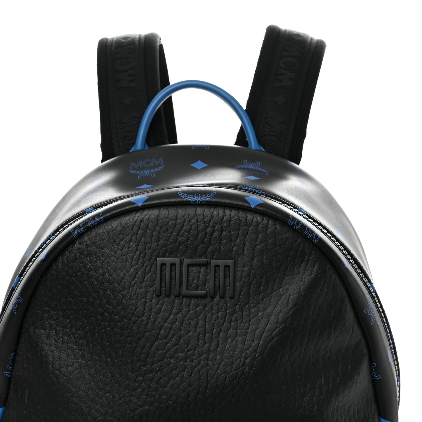Grained Calfskin Visetos Color Splash Medium Backpack Black Orange Blue