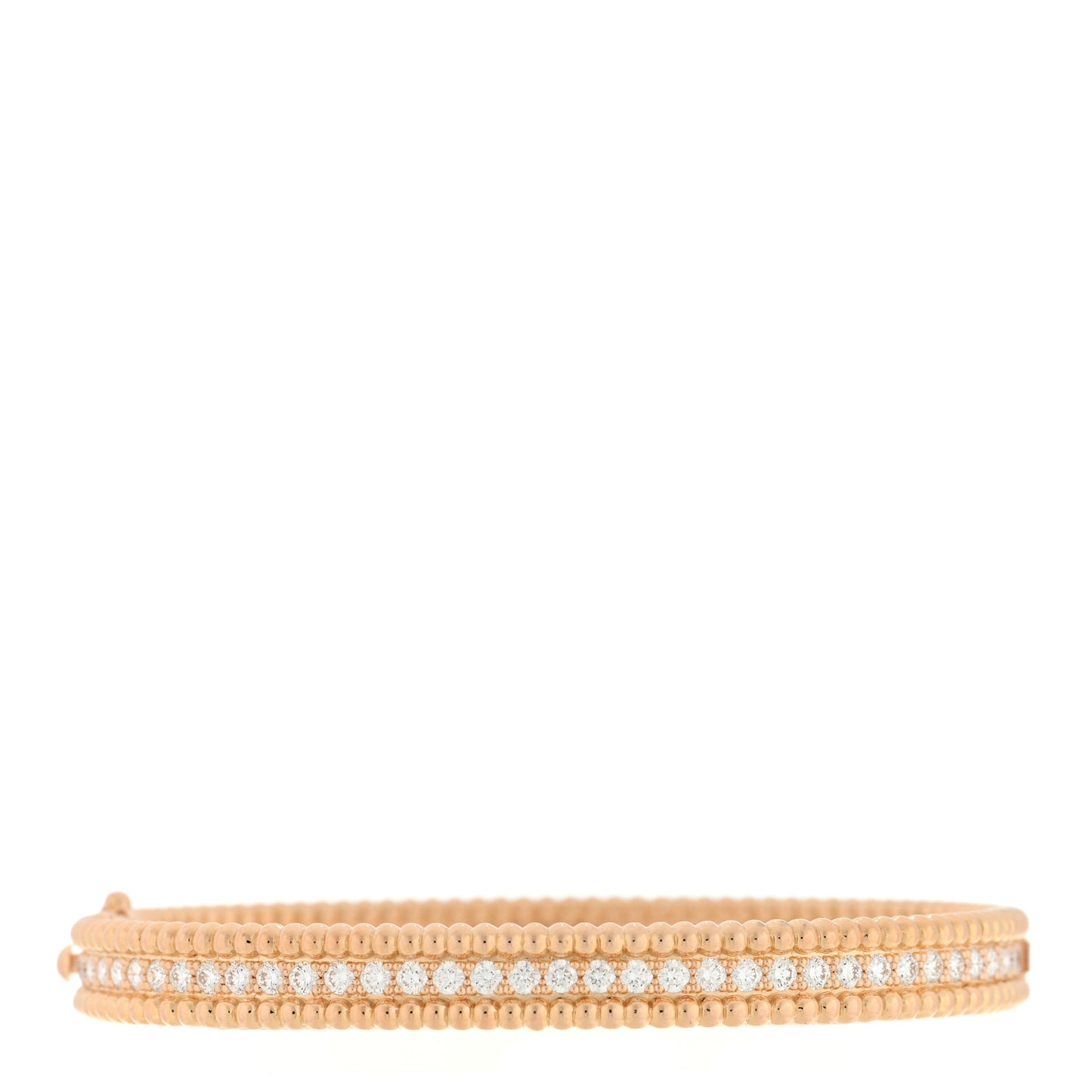 18K Rose Gold Diamond Perlee 1-Row Bangle Bracelet XS