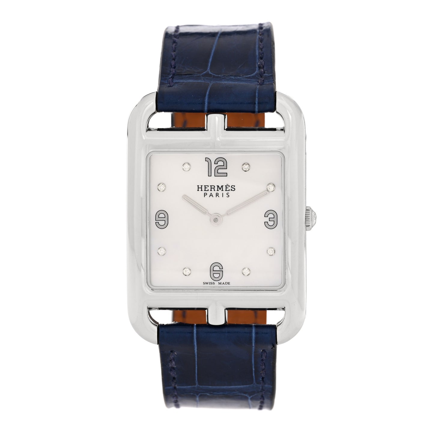 Stainless Steel Alligator Diamond Mother of Pearl 29mm Cape Cod Quartz Watch Bleu Saphir
