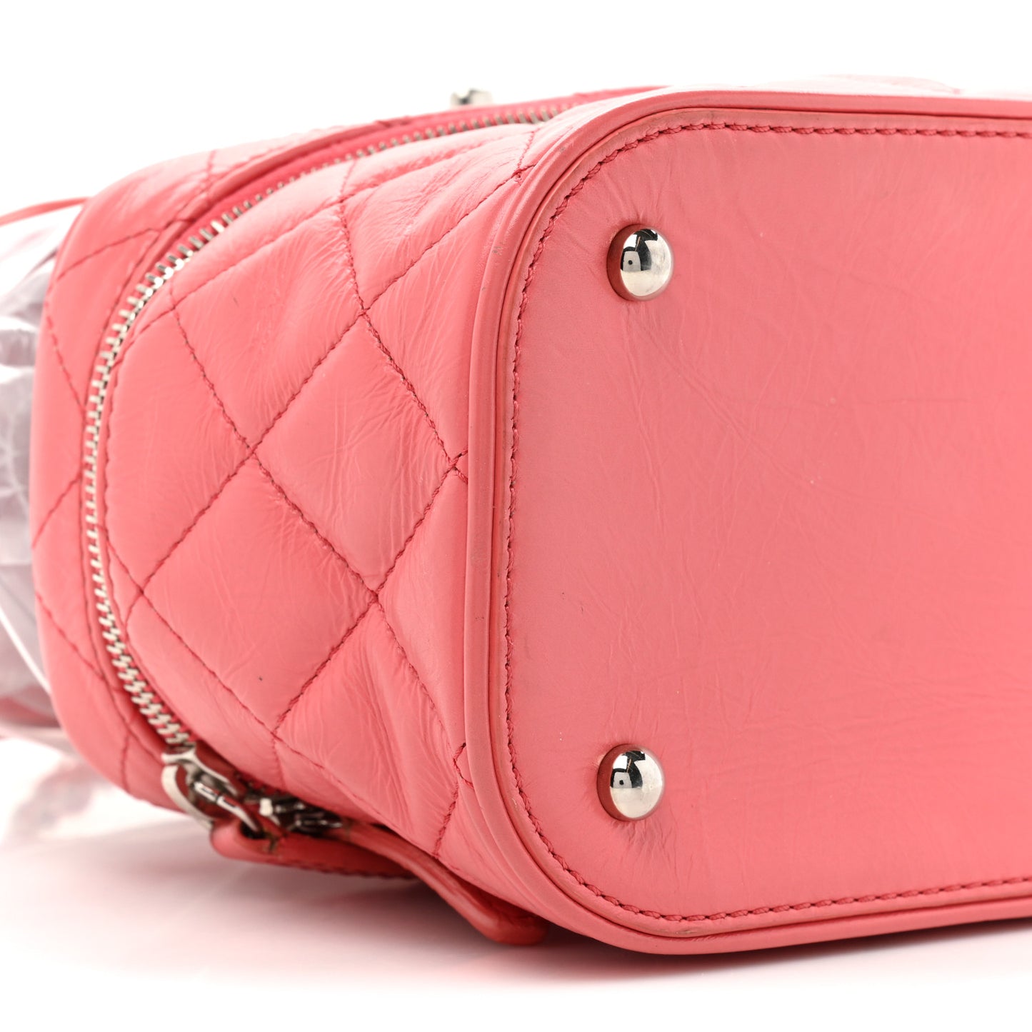 Crumpled Calfskin PVC Quilted Flap Pink