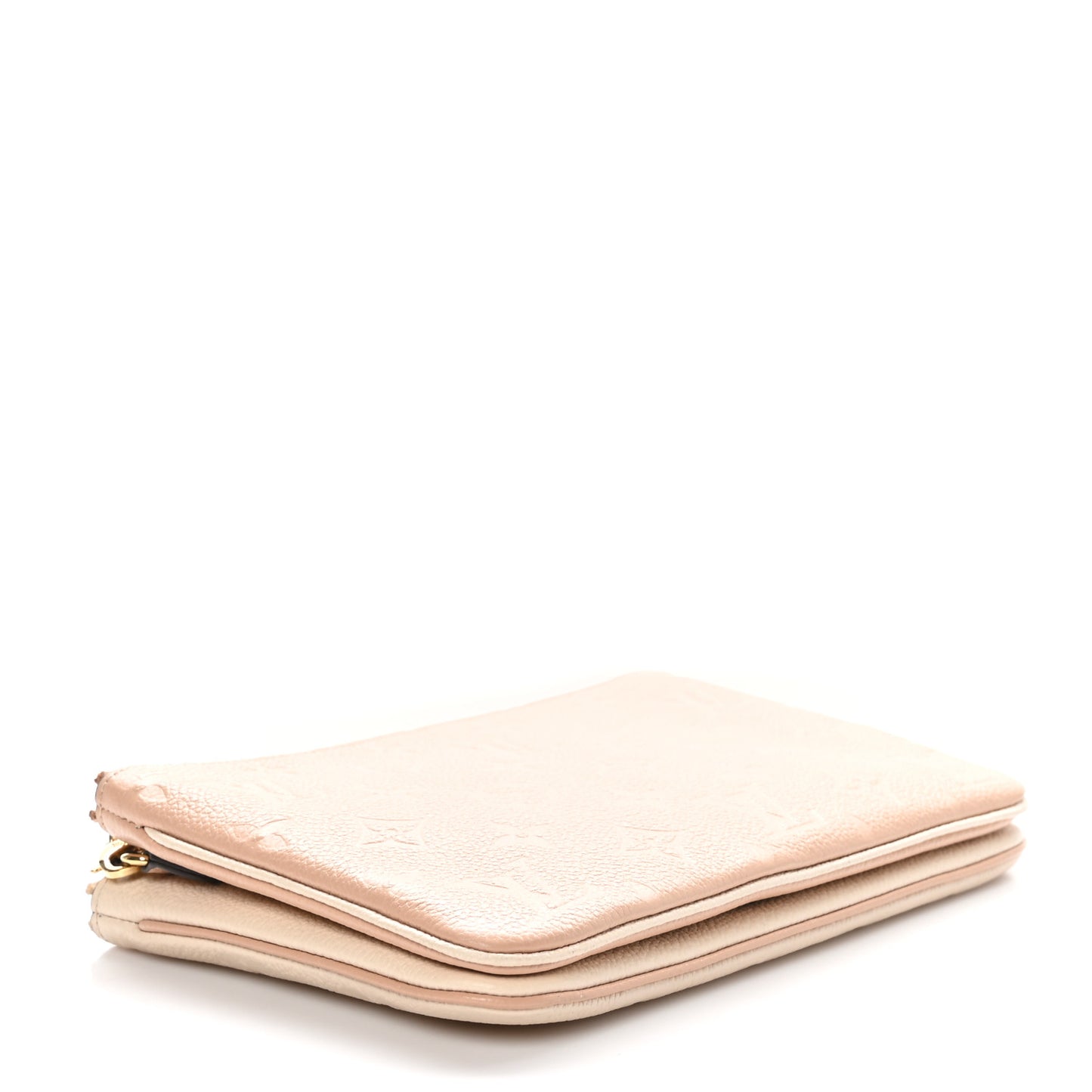 Empreinte Double Zip Pochette Beige Rose Creme