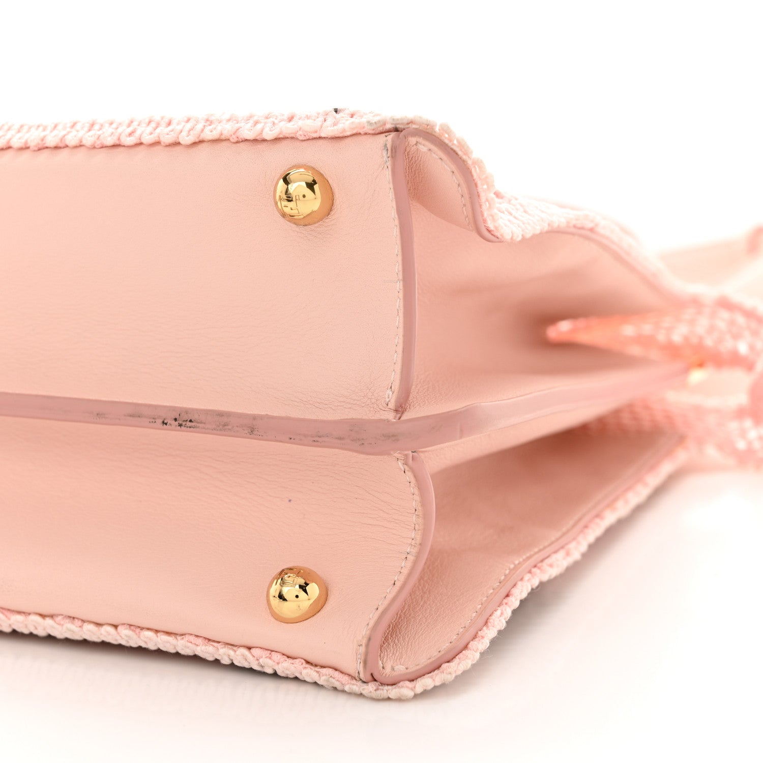 Fendi Calfskin Lace Medium Peekaboo I SEE U Satchel Pink Multicolor 11 of 13