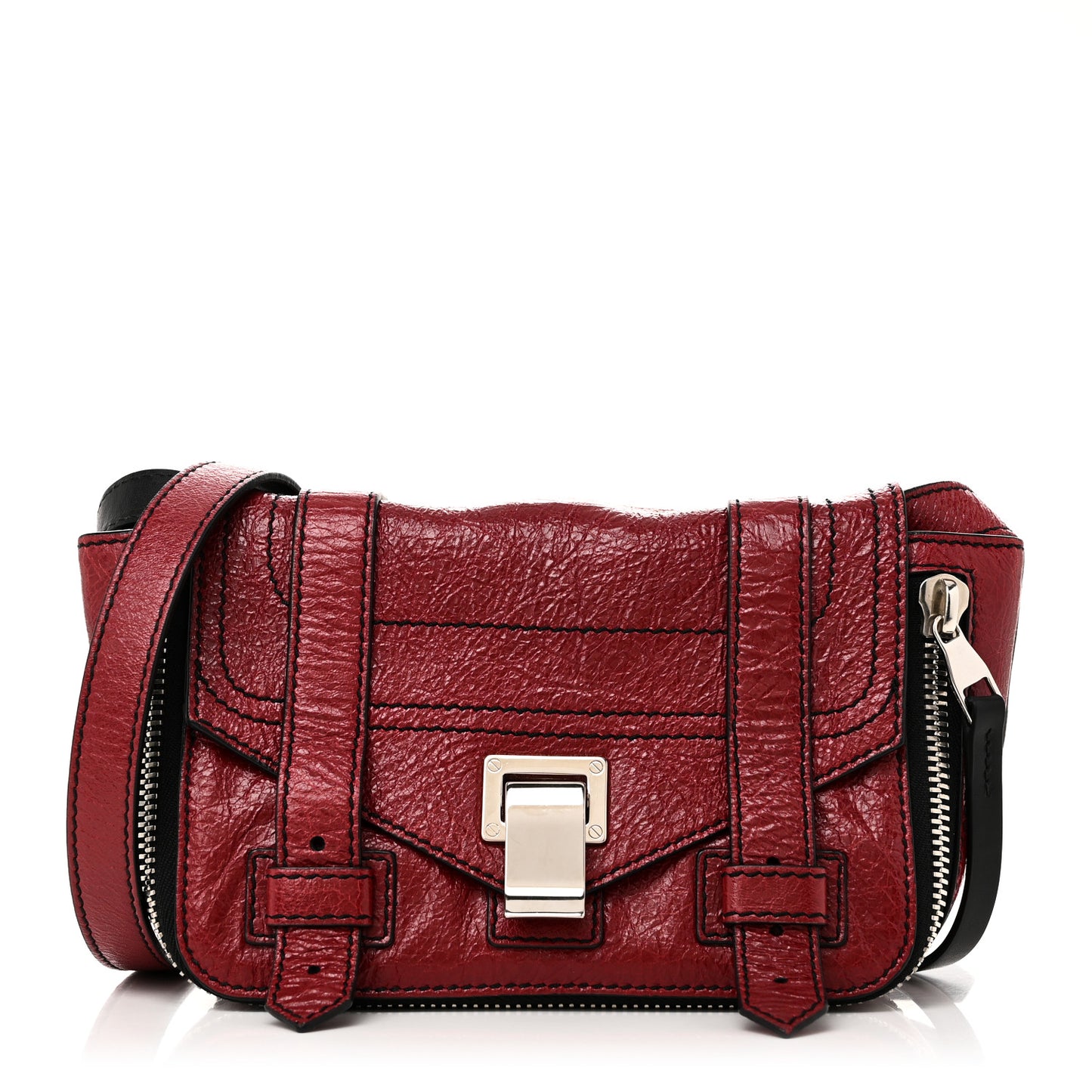 Crinkled Calfskin PS1 Mini Zip Crossbody Brick