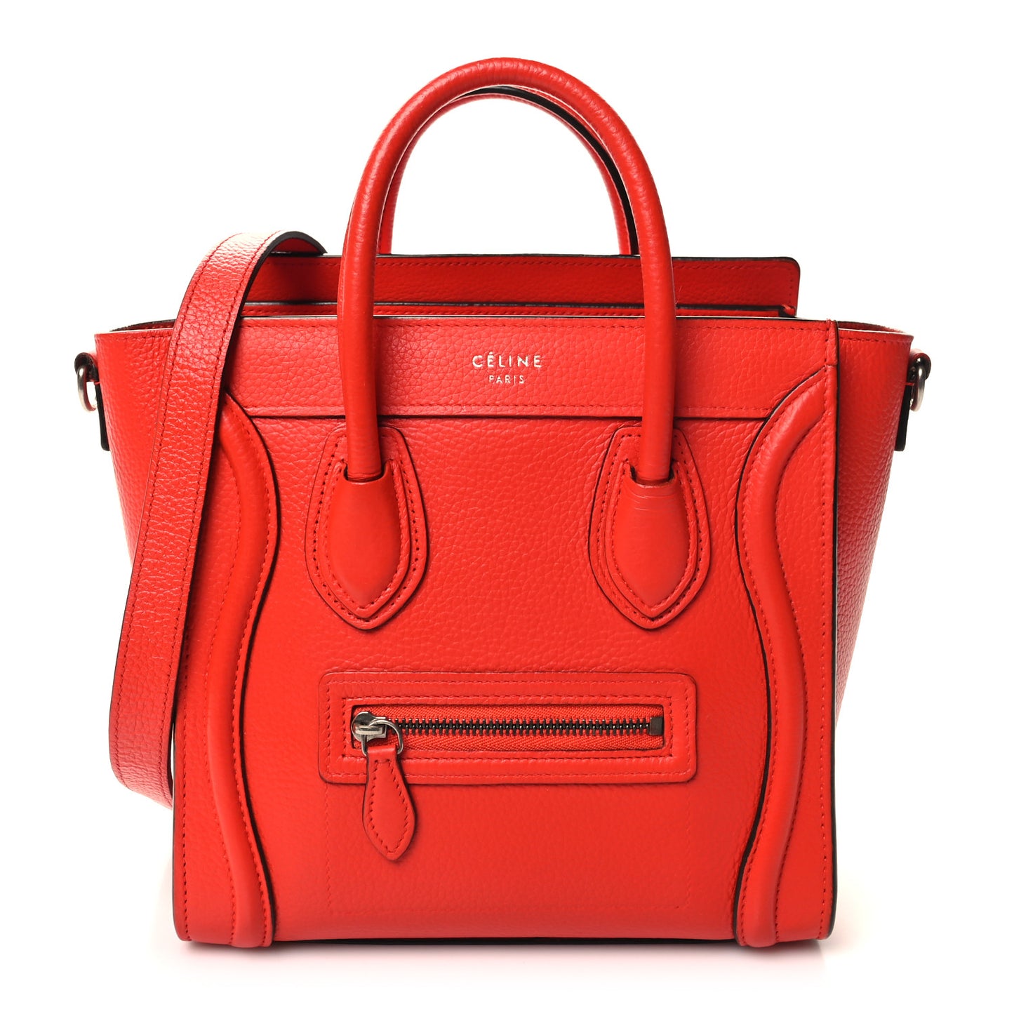 Drummed Calfskin Nano Luggage Vermillion
