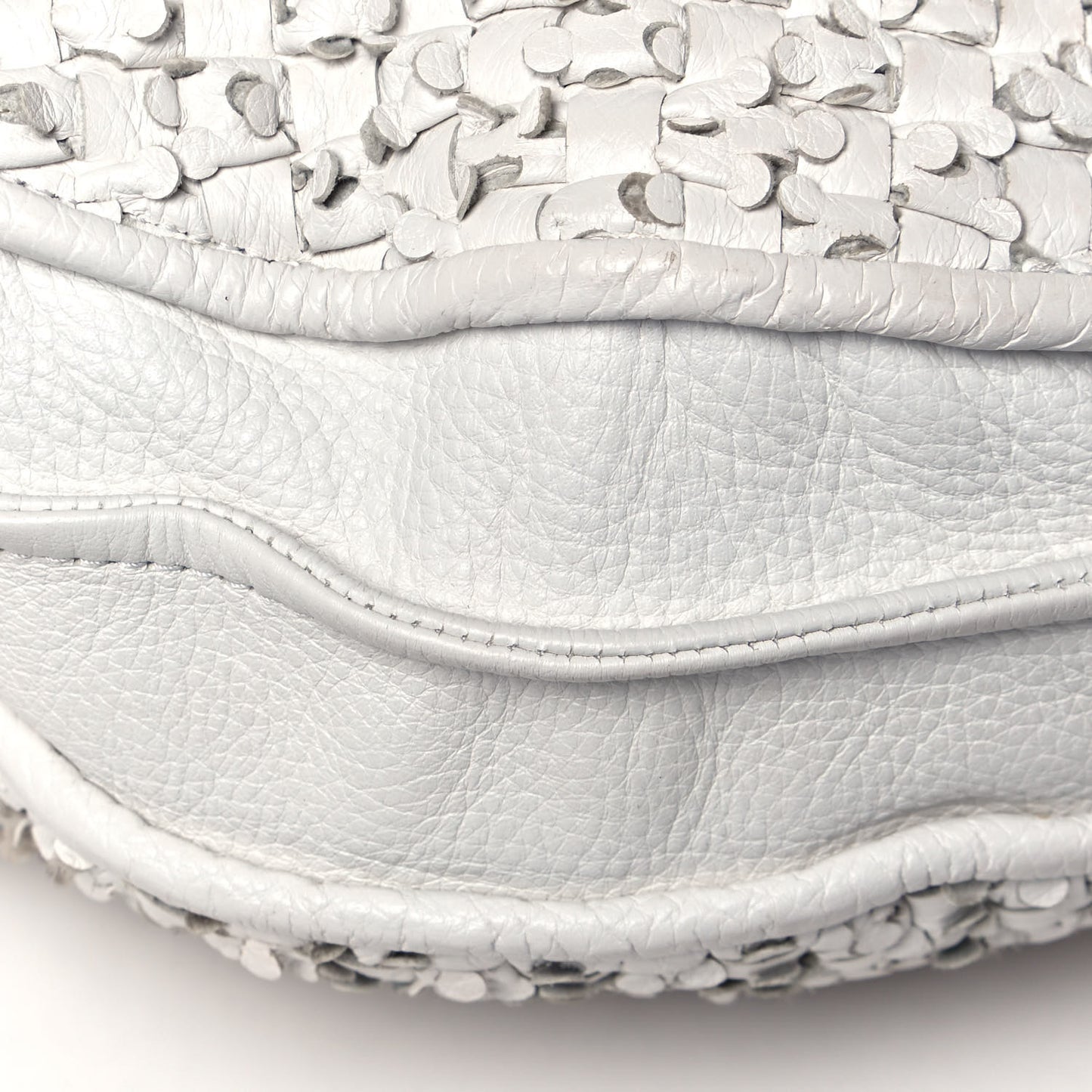 Nappa Intrecciato Large Loop Hobo White