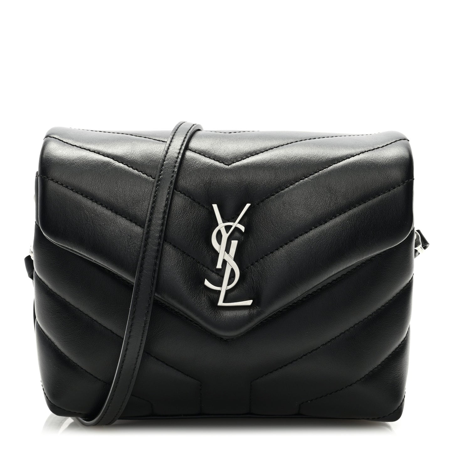 Calfskin Y Quilted Monogram Toy Loulou Crossbody Bag Black