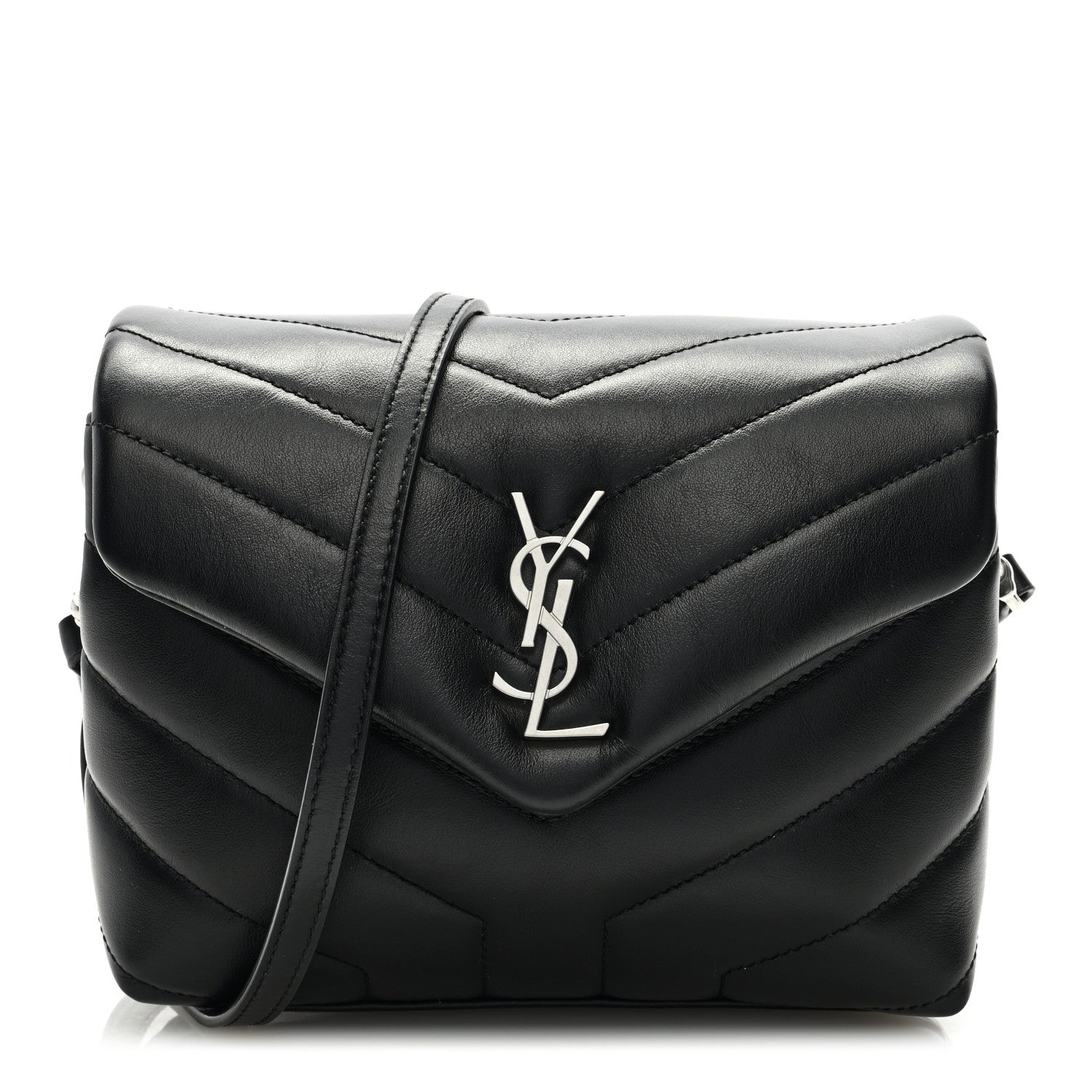 Saint Laurent Calfskin Y Quilted Monogram Toy Loulou Crossbody Bag Black 1 of 9