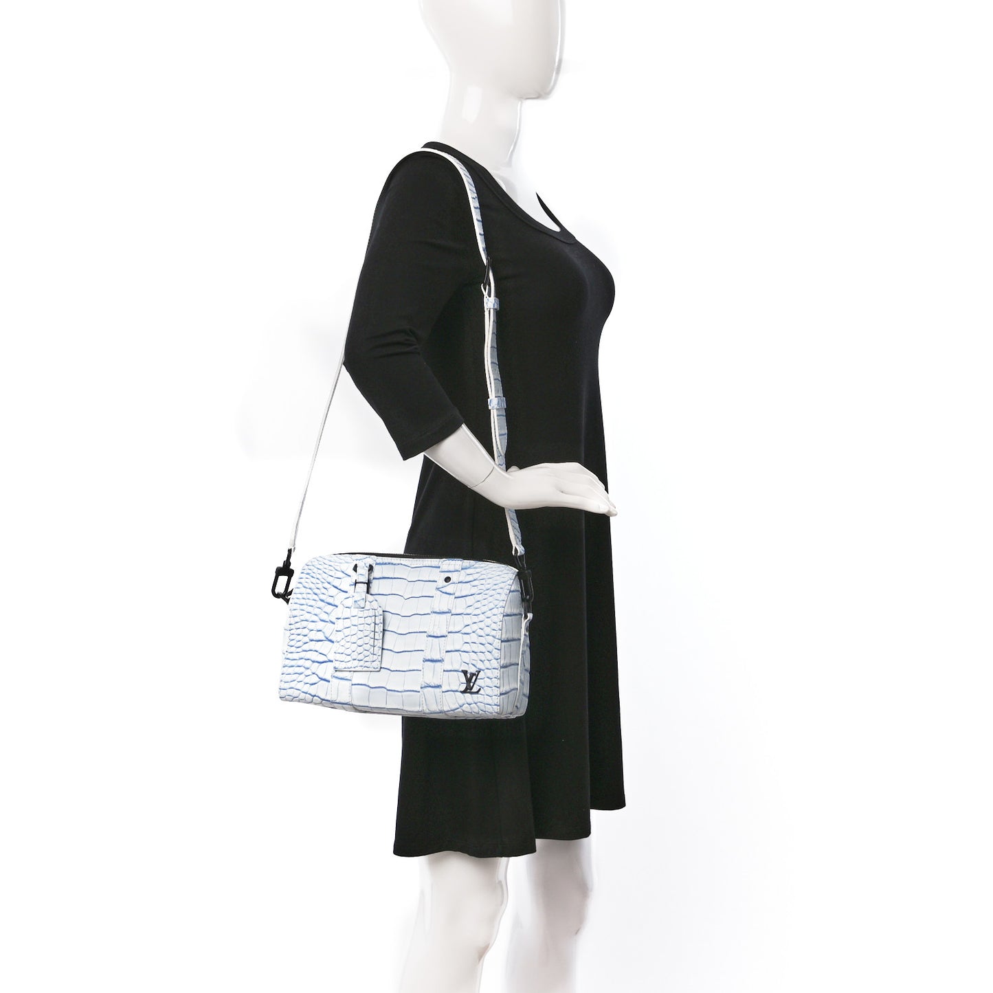 Crocodile Niloticus City Keepall Mat Meringue White Blue