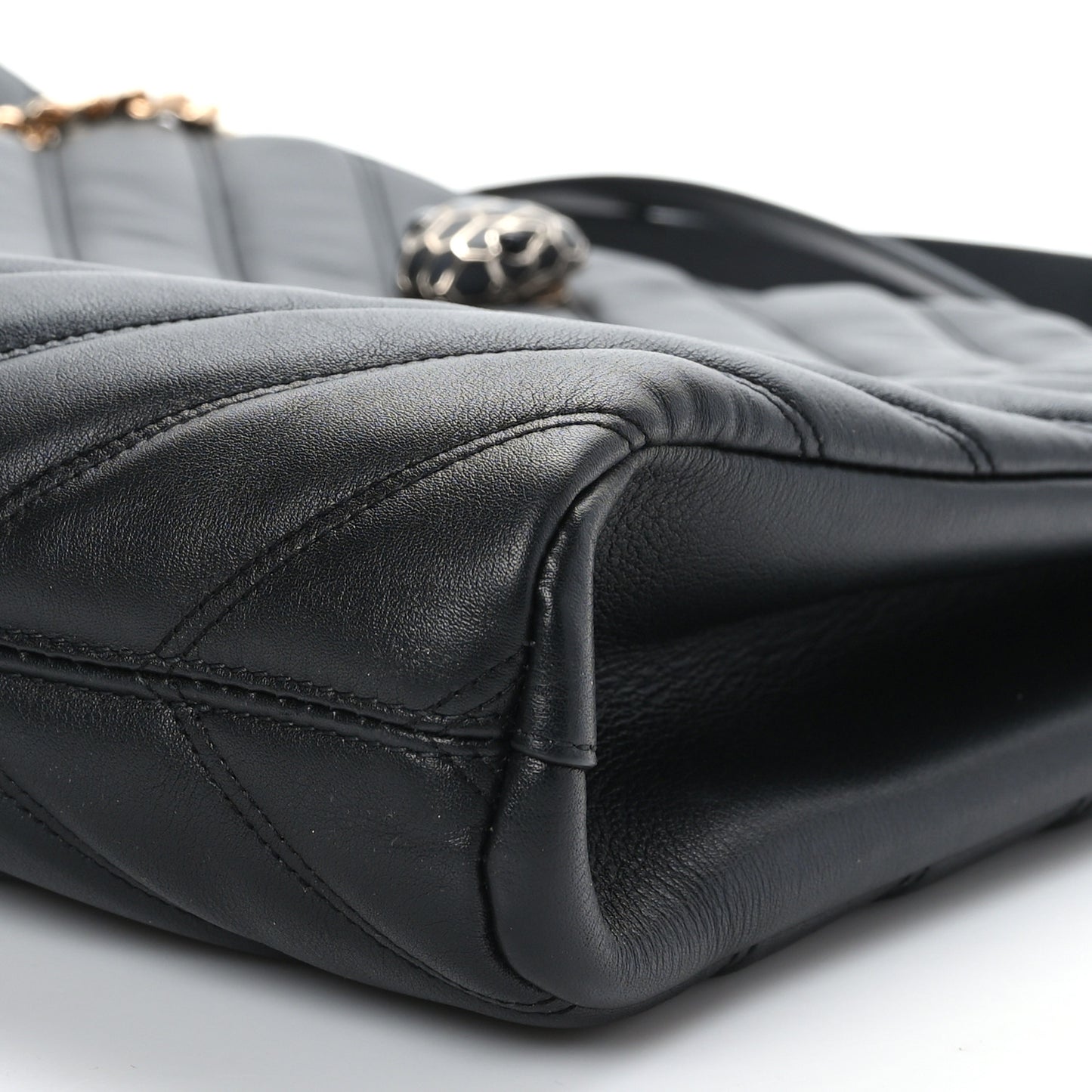 Calfskin Matelasse Serpenti Cabochon Tote Bag Black