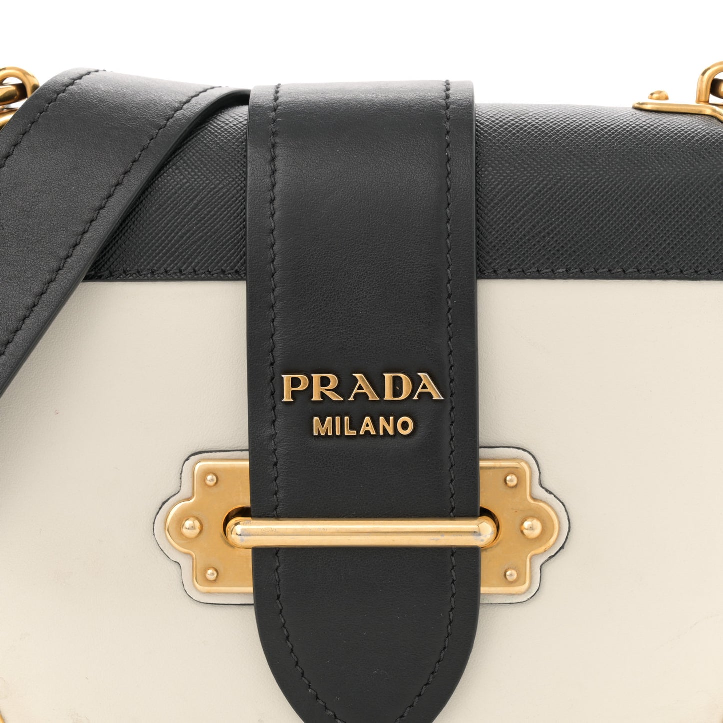 City Calfskin Saffiano Cahier Bag White Black