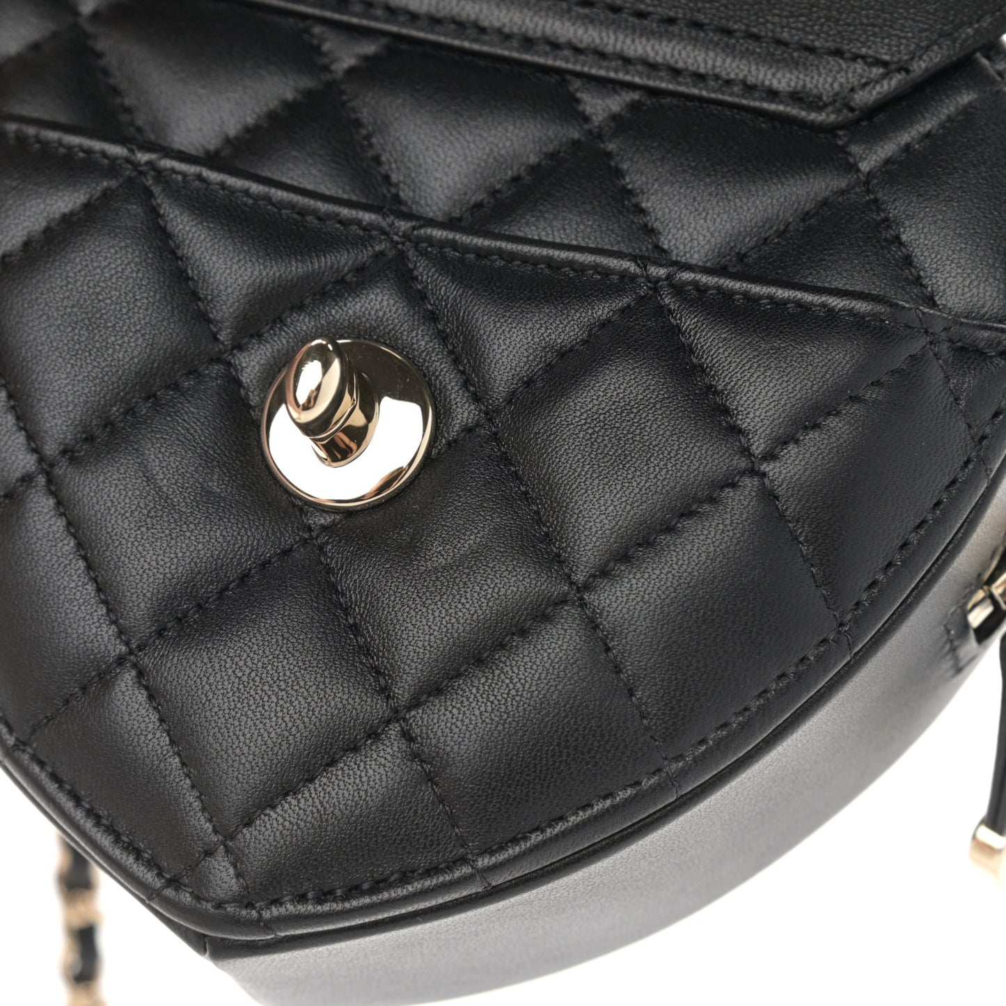 Lambskin Quilted CC In Love Heart Clutch With Chain Black