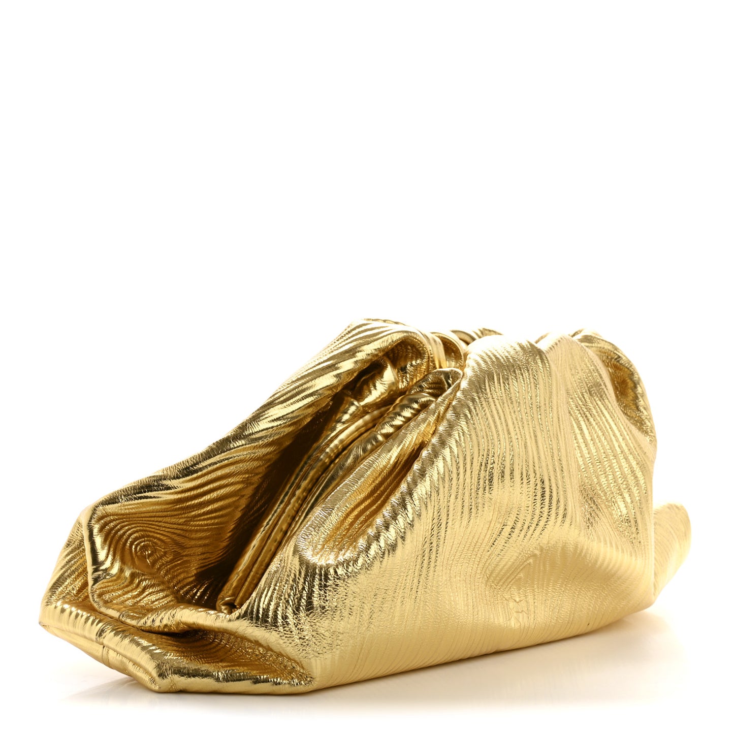 Metallic Bark Calfskin Embossed The Pouch Oversized Clutch Oro