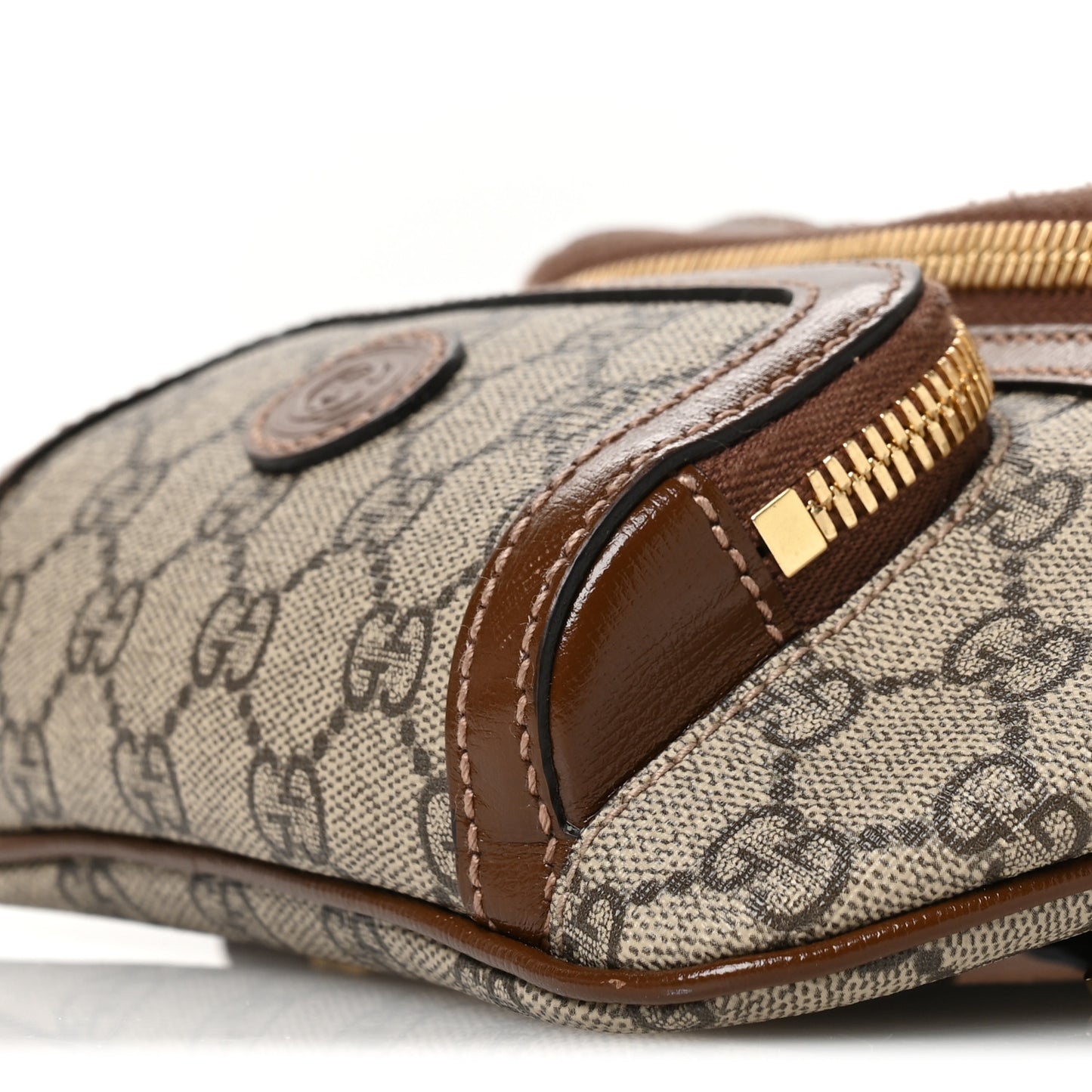 GG Supreme Monogram Textured Calfskin Retro Interlocking G Belt Bag Beige Ebony Brown Sugar