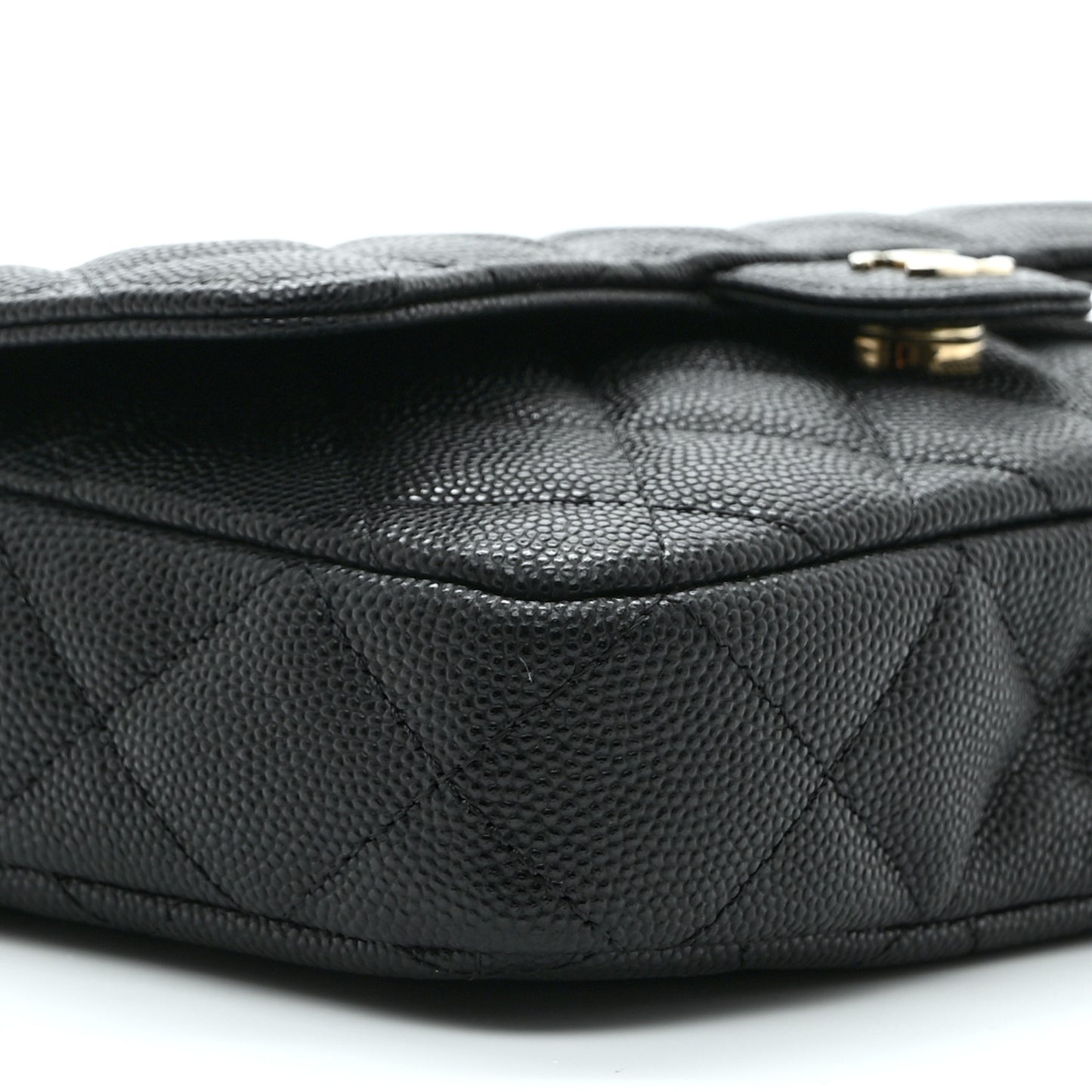 Caviar Quilted Flap Phone Holder With Chain Black
